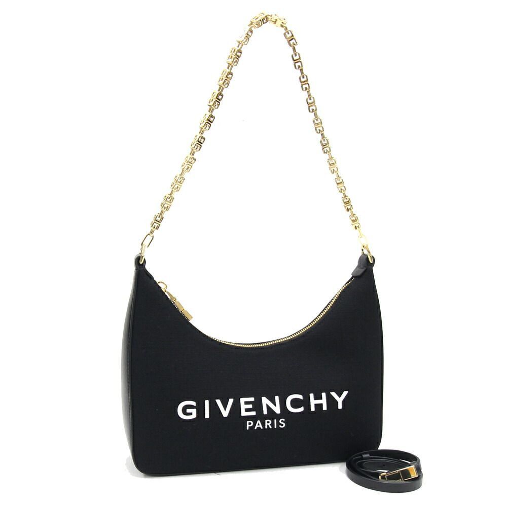 image of Givenchy Shoulder Bag Moon Cutout Leather Chain Handbag Black, Women's