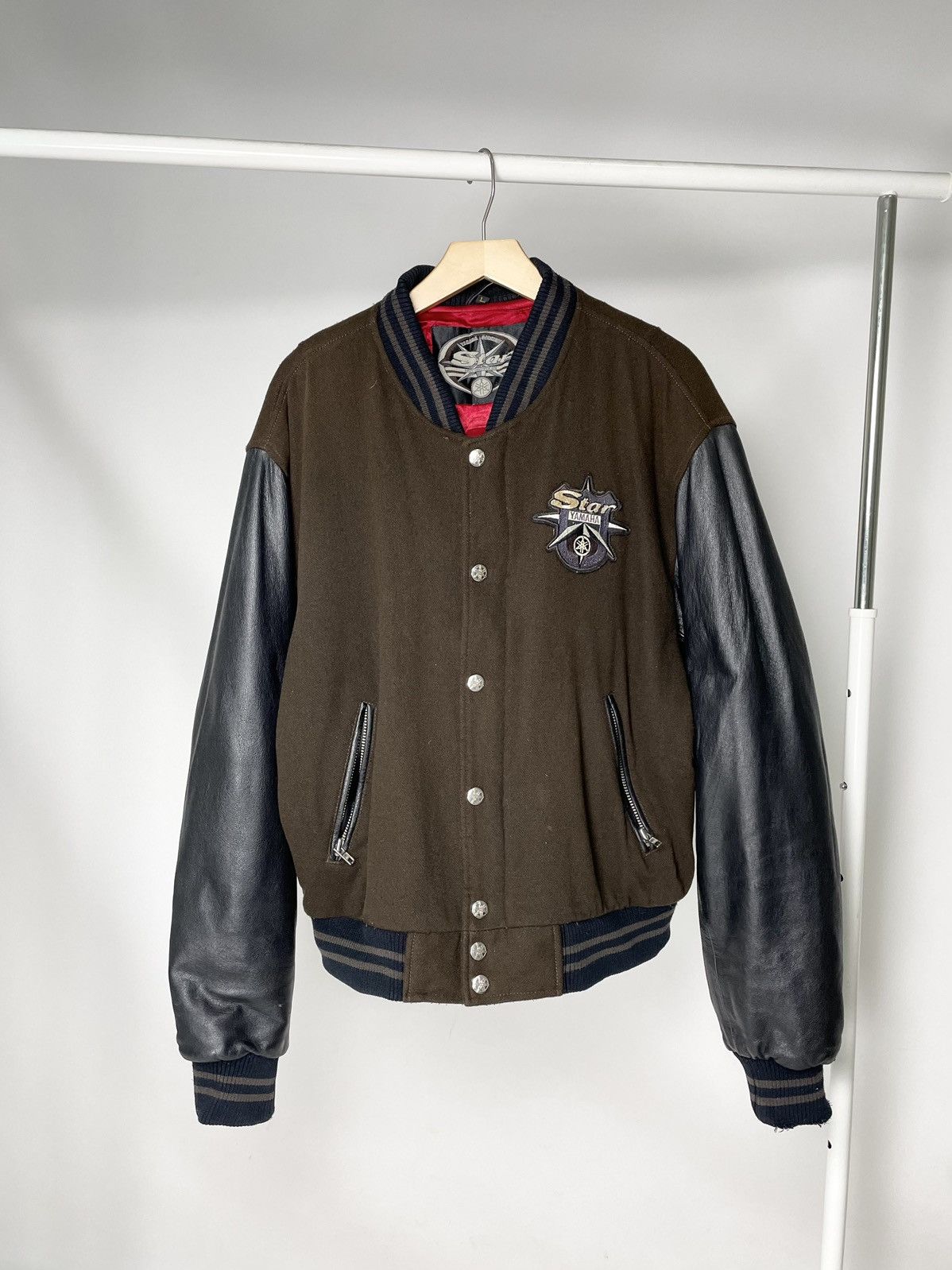 Yamaha Yamaha Star Vintage Moto Racing Brown Varsity Bomber Jacket Size US L / EU 52-54 / 3 - 3 Thumbnail