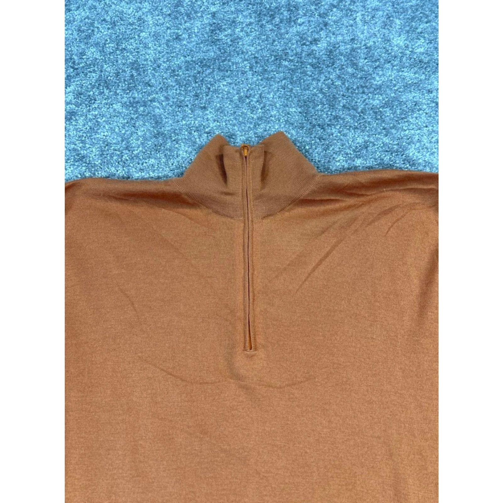 Vintage Manrico Sweater Mens Large Orange Cashmere Silk Knit Quarter Zip Size US L / EU 52-54 / 3 - 2 Thumbnail