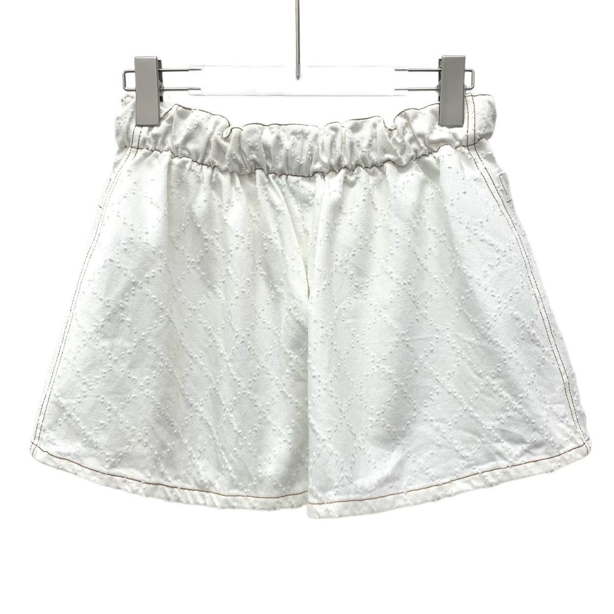 Chanel Chanel White Quilted Jacquard Lace-up Bow Denim Shorts K26WX Size 25" / US 0 / IT 36 - 2 Thumbnail