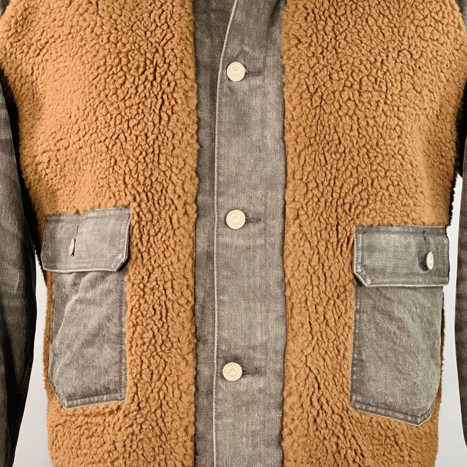 Ralph Lauren Grizzly Boa Size XL Brown Black Denim Sherpa Jacket Size US XL / EU 56 / 4 - 2 Thumbnail