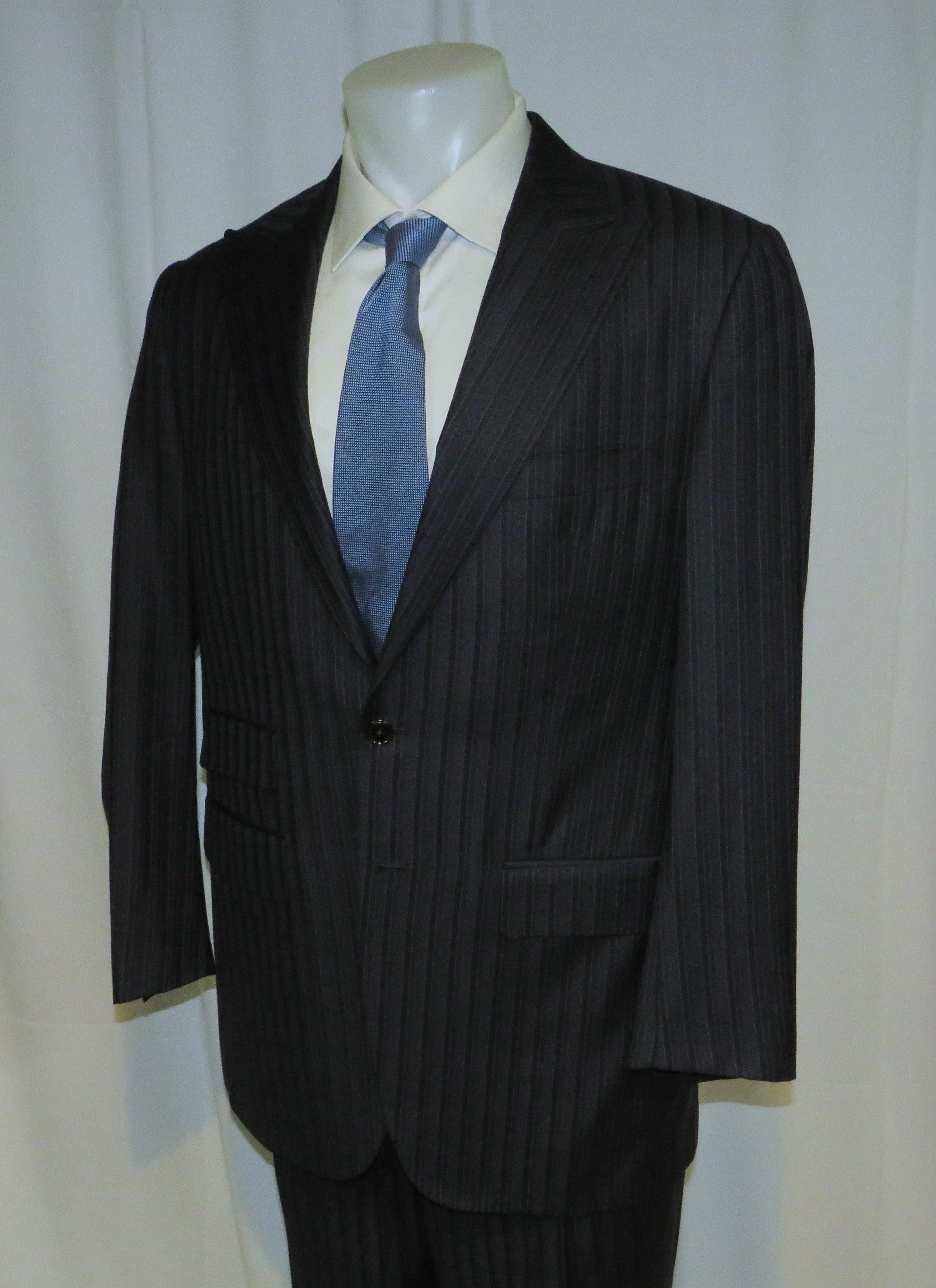 Other Marcello Vero Navy Striped Silk Blend Two Button Suit 43R Size 40R - 8 Thumbnail