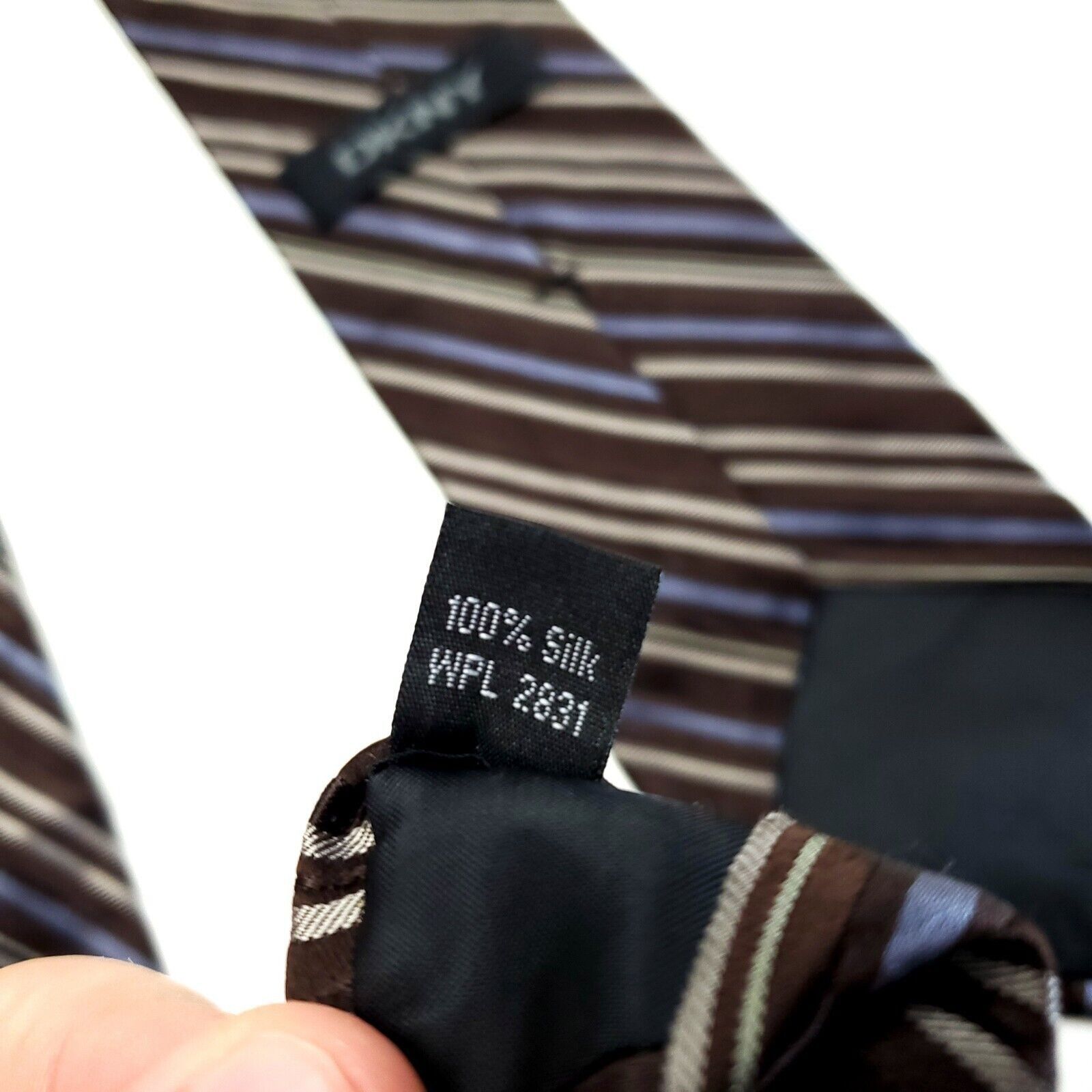 DKNY DKNY Brown Striped Woven Silk Tie Size ONE SIZE - 5 Thumbnail
