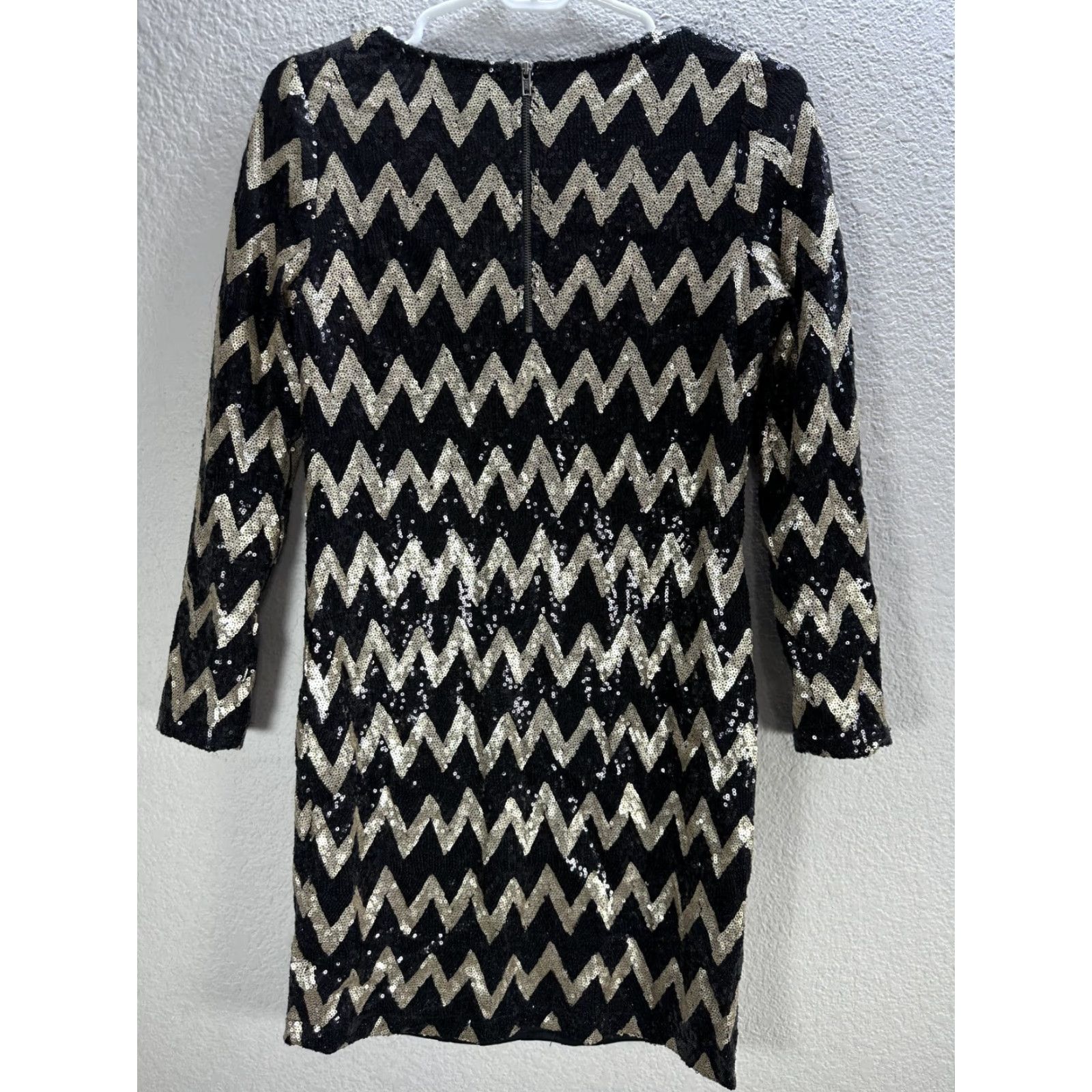 Vintage VINTAGE Piperlime Collection Gold Black Sequin Dress Long Sleeve Short Lined XS NWT Size XS / US 0-2 / IT 36-38 - 7 Thumbnail