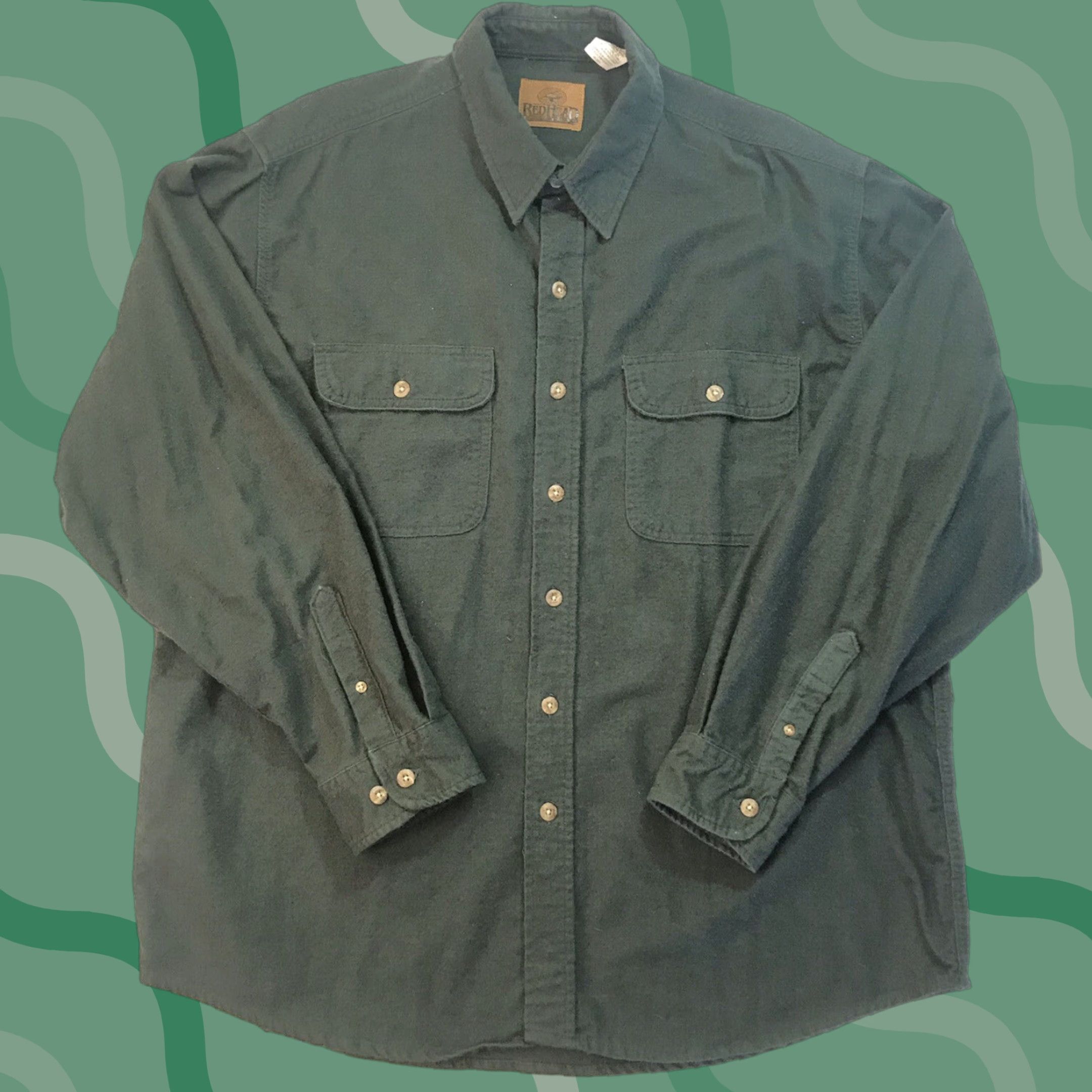 Vintage RedHead Shirt Mens 2XL Green Flannel Button-Up Long Sleeve Cotton Pocketed Outdoor Casual Size US XXL / EU 58 / 5 - 1 Thumbnail