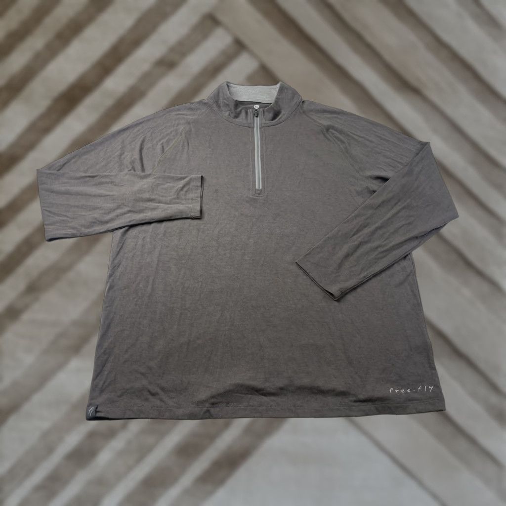 Vintage Free Fly Mens 1/4 Zip Pullover XL Performance Bamboo Long Sleeve Gray Shirt Size US XL / EU 56 / 4 - 1 Thumbnail