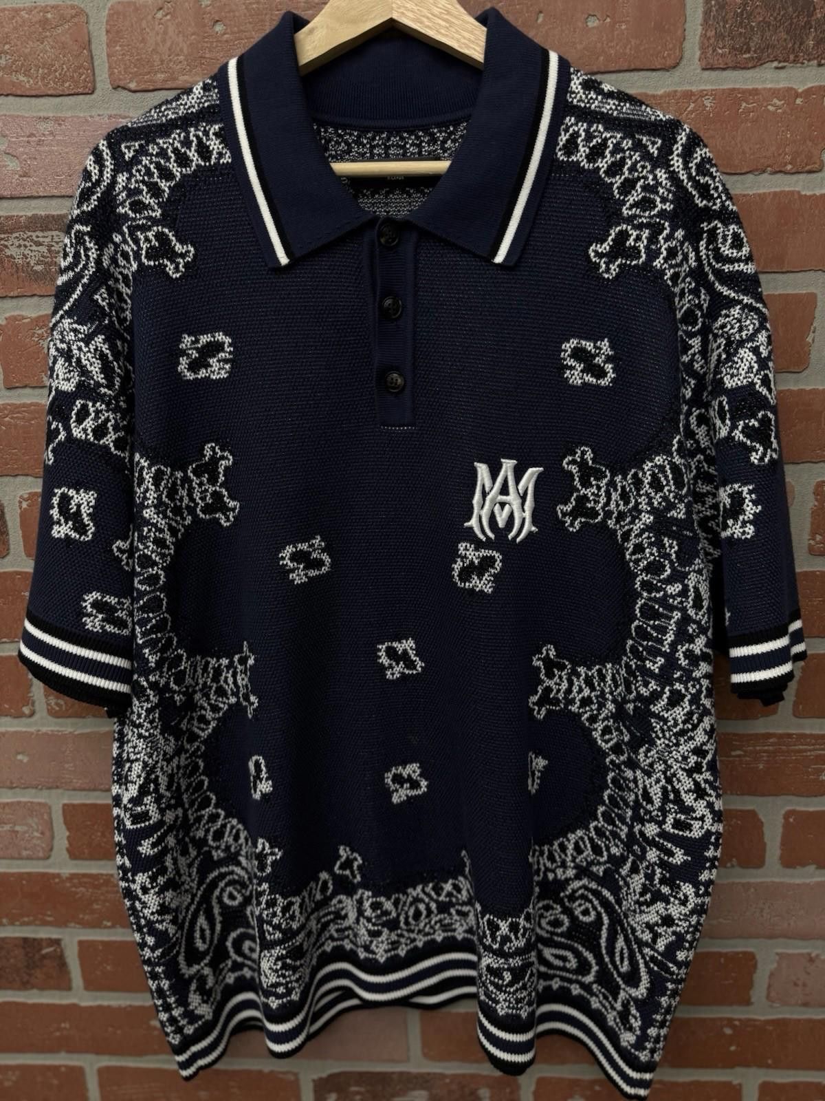 Amiri Amiri Bandana Short Sleeve Polo Shirt Blue Dress Style XL Size US XL / EU 56 / 4 - 5 Thumbnail