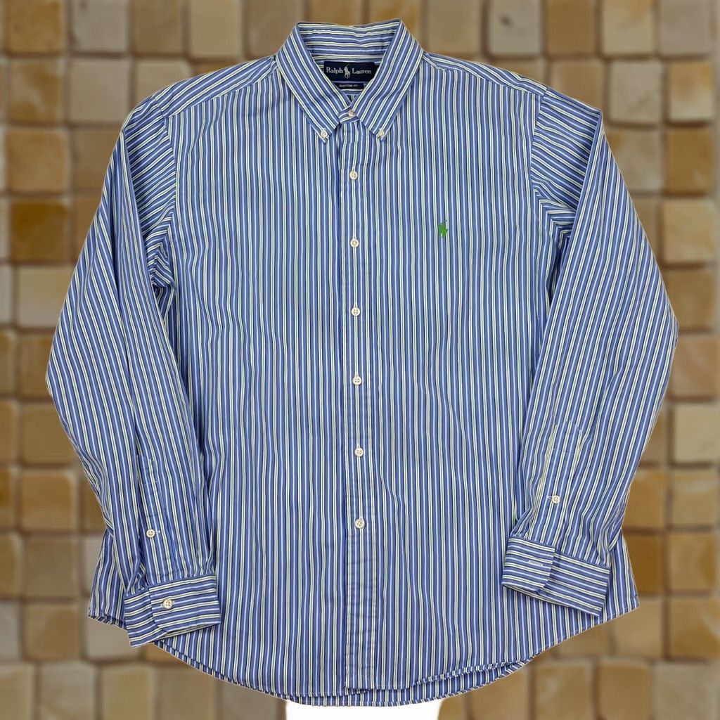 Ralph Lauren VINTAGE Ralph Lauren Blue Striped Button-Up Shirt XL Men Collared Long Sleeve Button-Down Shirt 90s Preppy Workwear Sports Golf Vintagein Size US XL / EU 56 / 4 - 1 Thumbnail