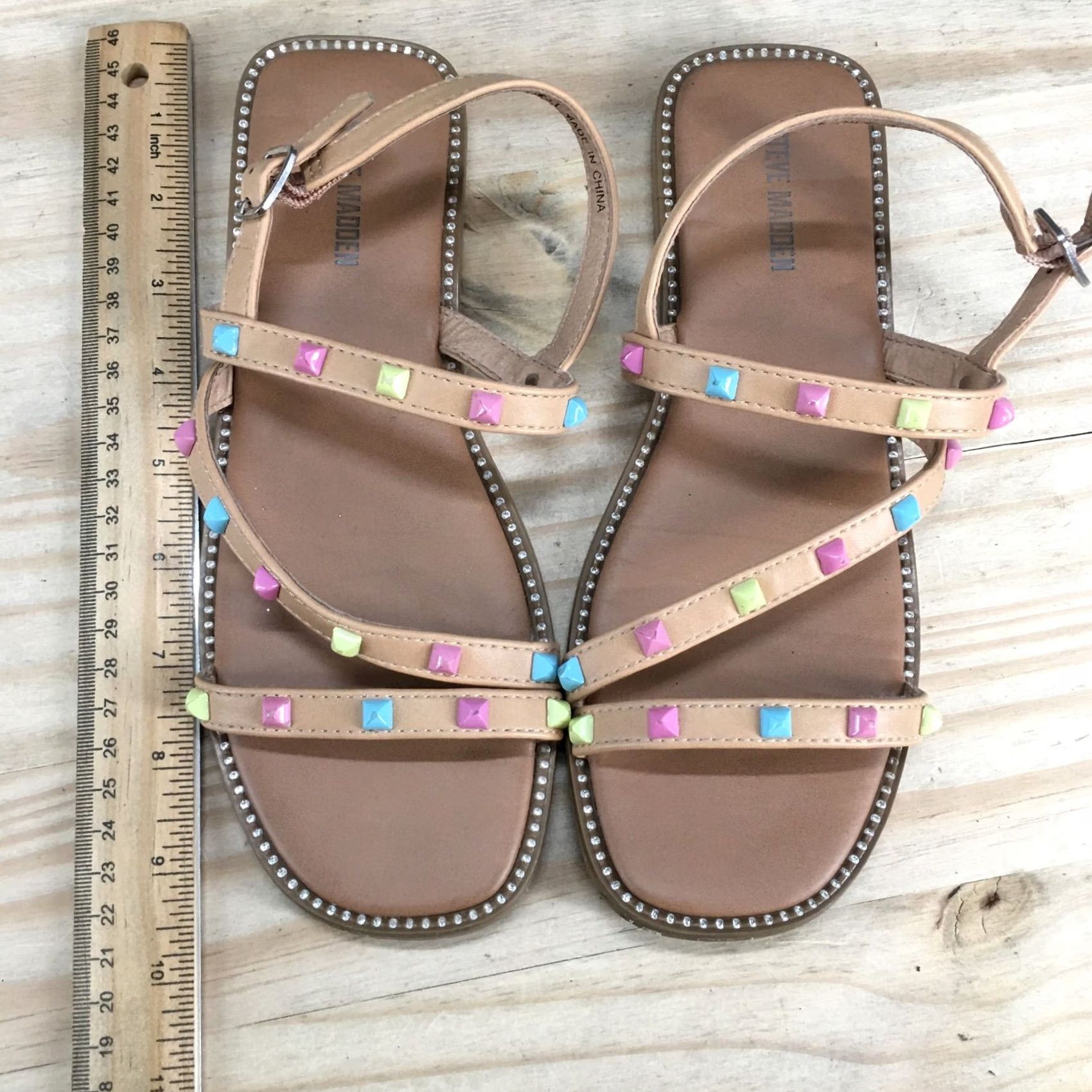 Steve Madden Steve Madden Sandals Women 4 Skill Studed Strappy Slingback Brown Faux Leather Size US 4 / IT 34 - 6 Thumbnail