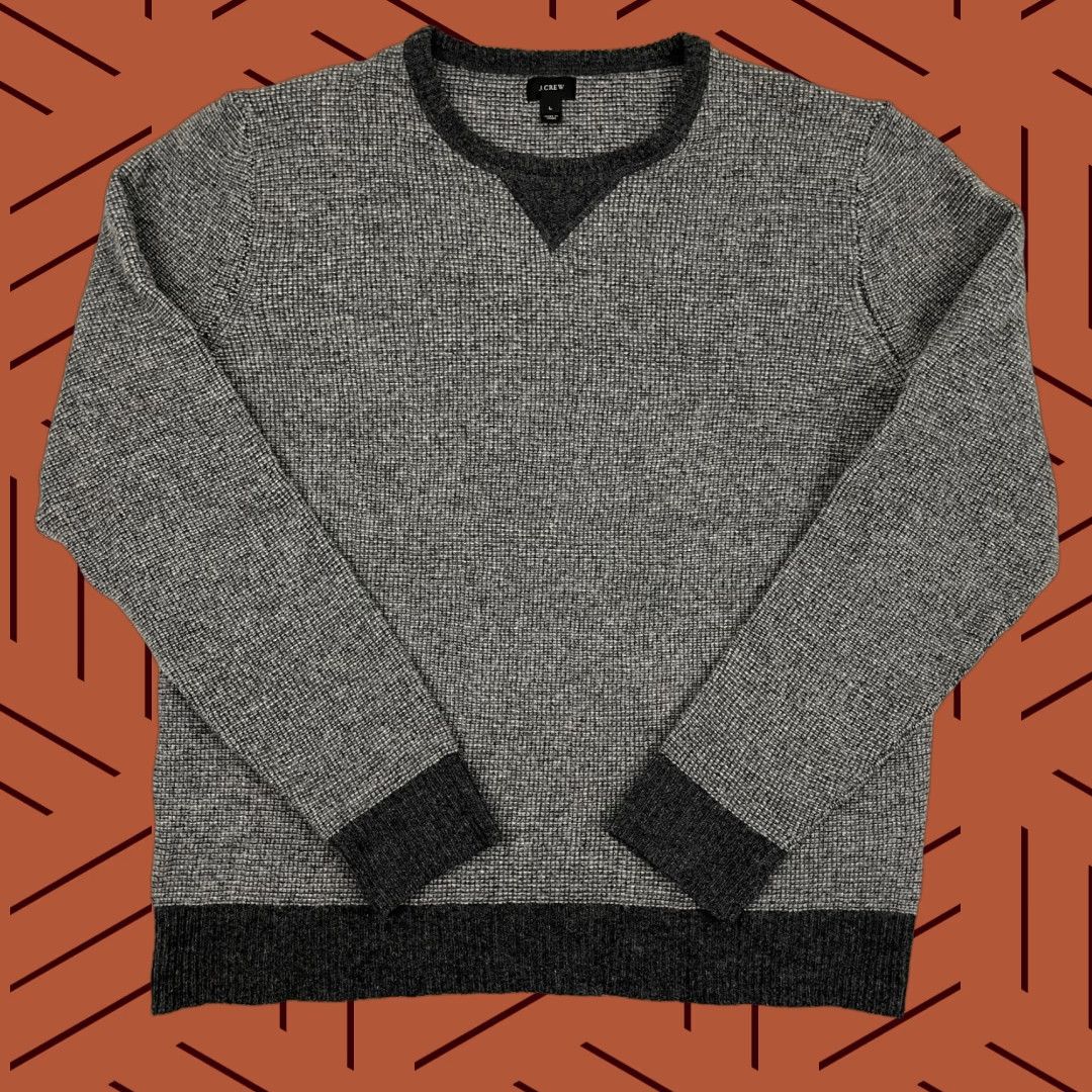 J.Crew VINTAGE J Crew Lambs Wool Sweater Mens L Gray Crewneck Pullover Jumper Academia Preppy Size US L / EU 52-54 / 3 - 1 Thumbnail