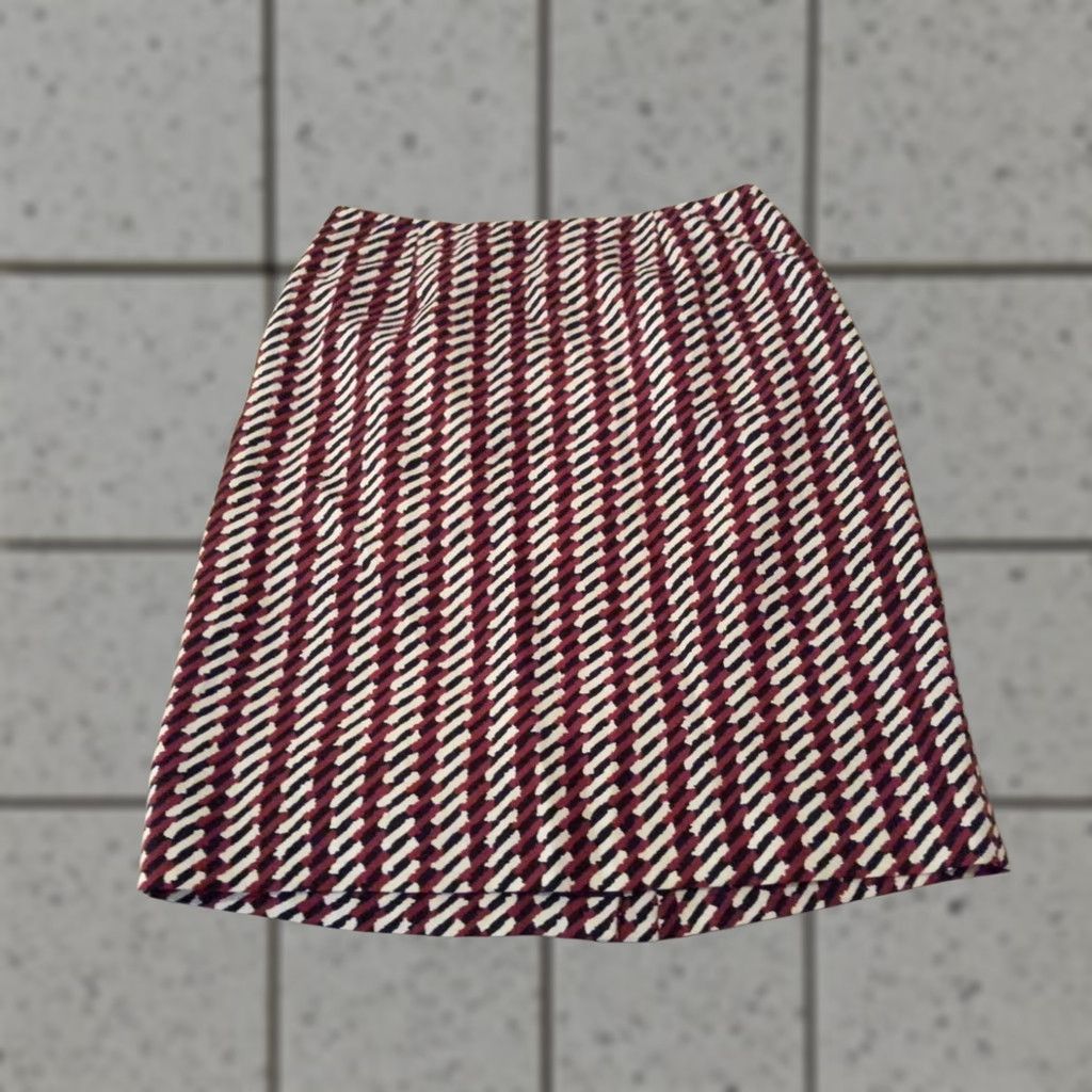 Ann Taylor Womens Ann Taylor Skirt 8 Midi Flare Red Navy Blue Silk Wool Dressy Women Size 30" / US 8 / IT 44 - 1 Thumbnail