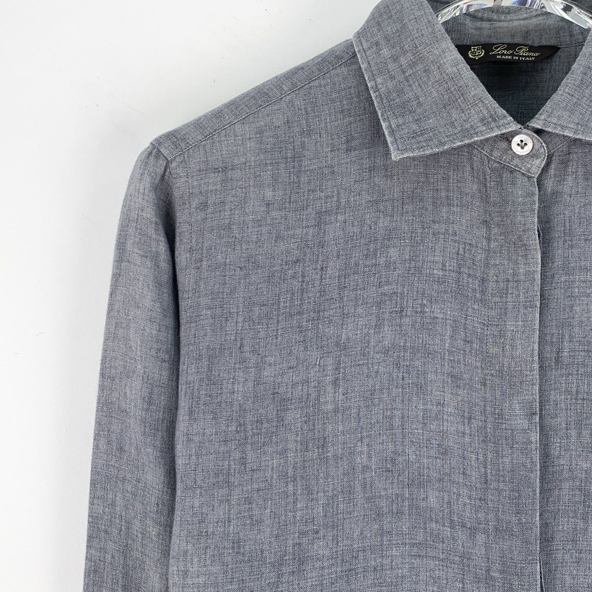 Loro Piana Loro Pian Grey Linen Collared Long Sleeve Shirt K26WX Size US XXS / EU 40 - 3 Thumbnail