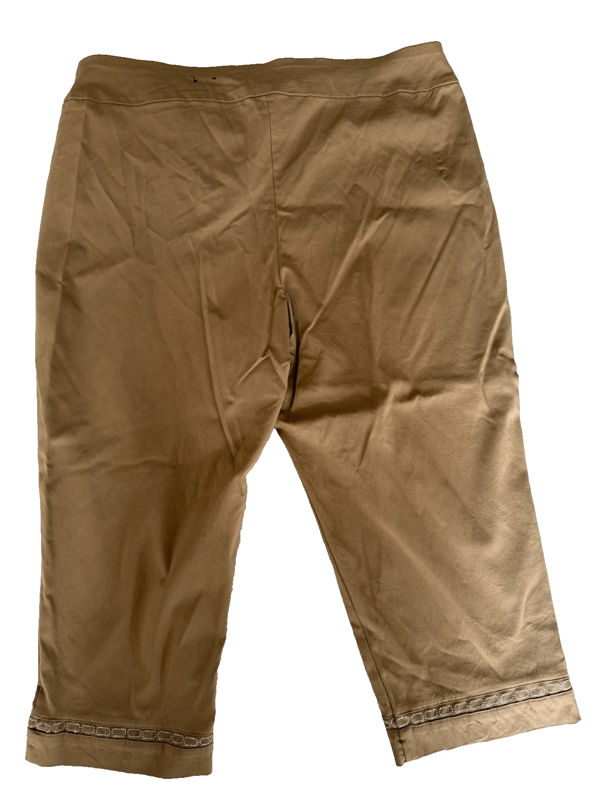 JM Collection JM Collection Womens XL Tan Capri Pants Beaded Cuffs Stretc Size 30" / US 8 / IT 44 - 2 Thumbnail