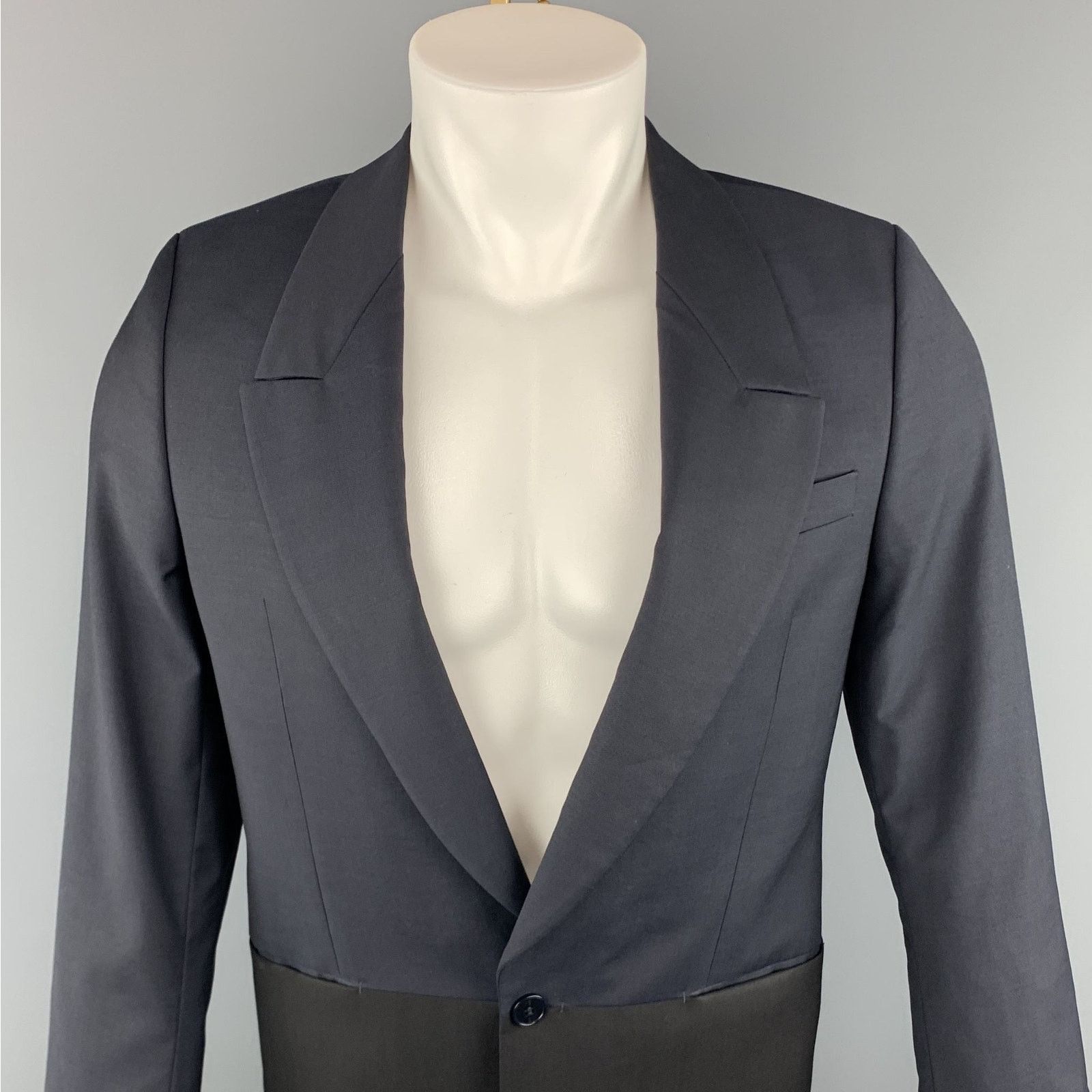 Paul Smith PS by PAUL SMITH 36 Two Toned Navy & Black Wool Sport Coat Size 36R - 2 Thumbnail