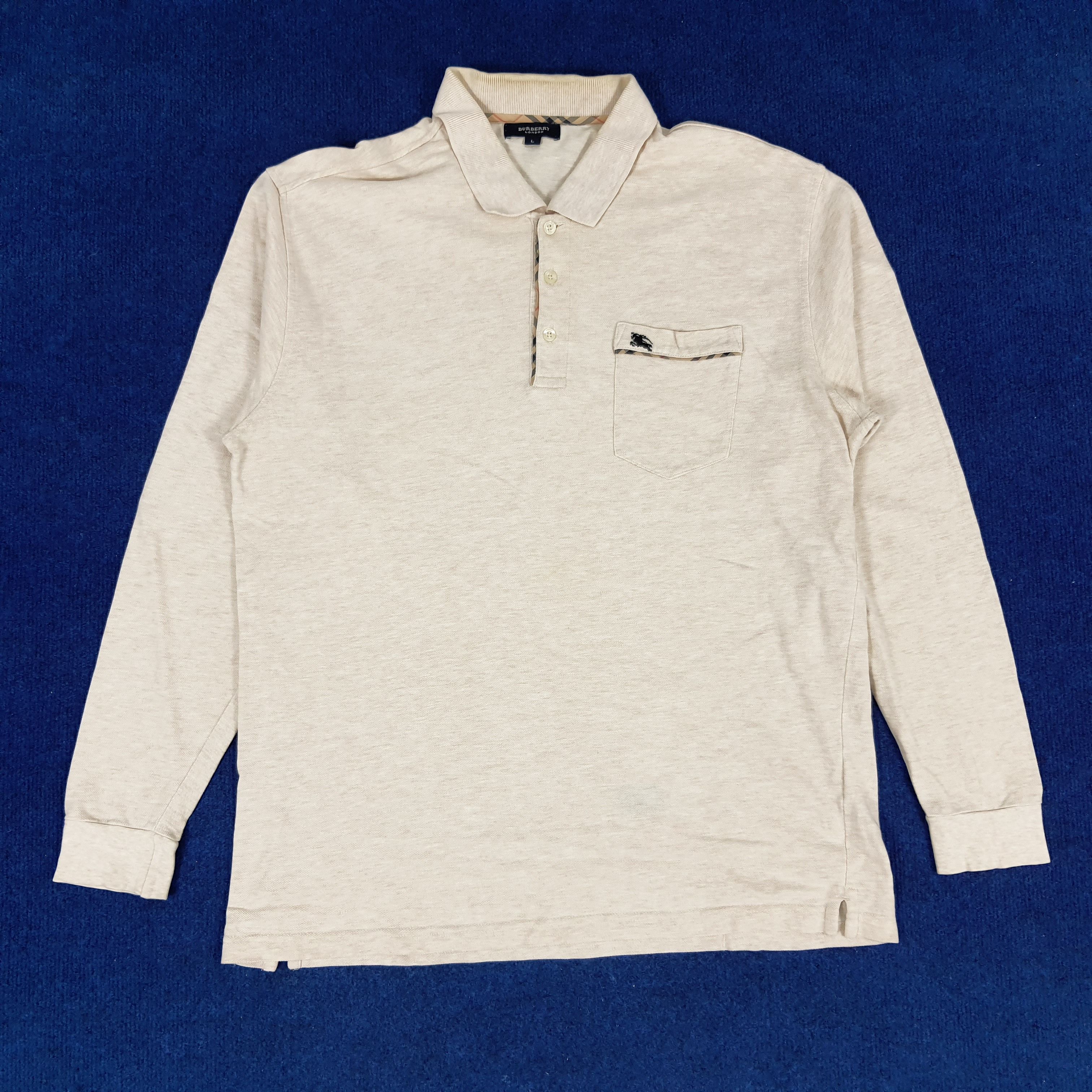 Burberry × Vintage Vintage Burberry London Long Sleeve Polo Shirt Size US L / EU 52-54 / 3 - 3 Thumbnail