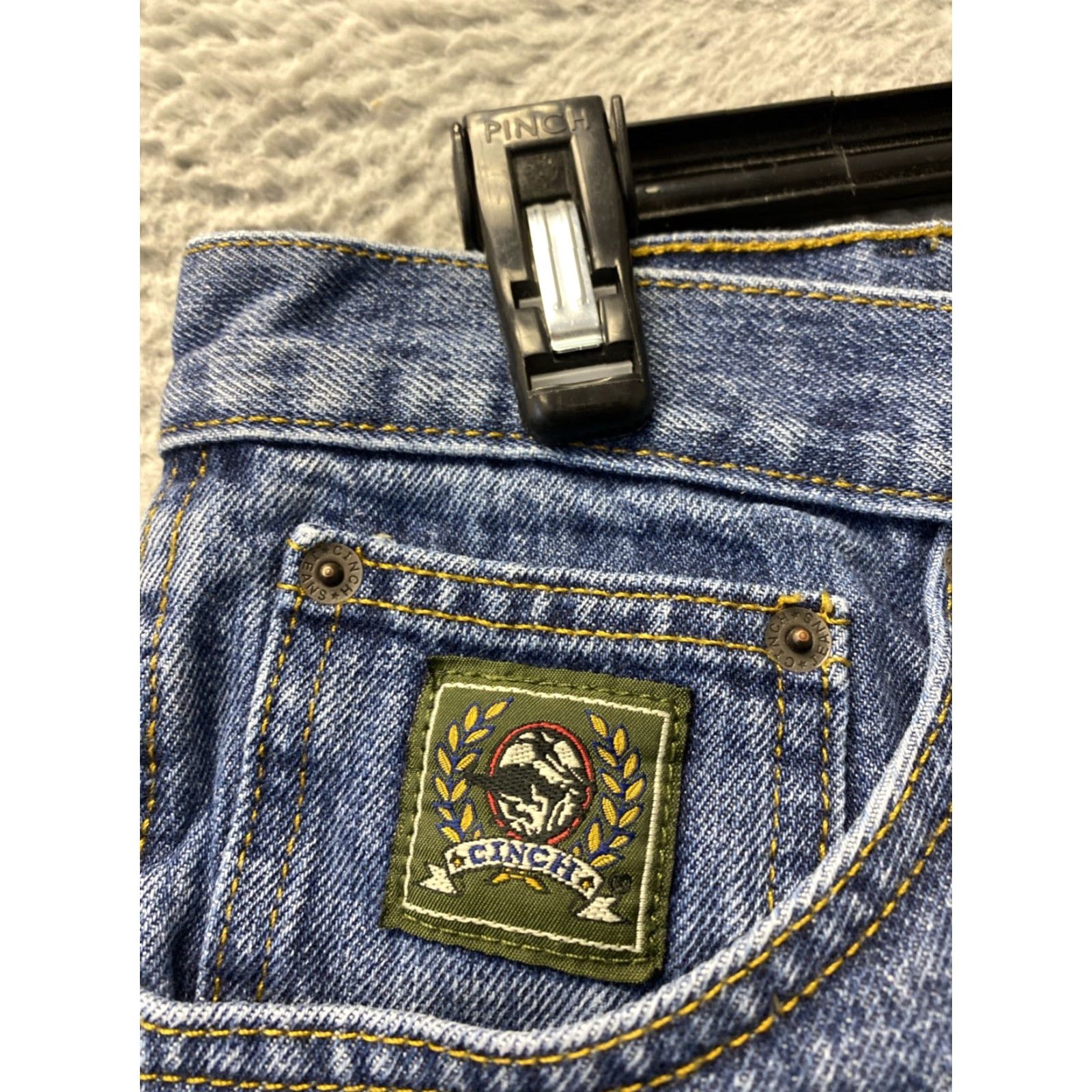 Denime Cinch Jeans Men Straight 36x38 Blue Denim Medium Wash Regular 5-Pocket Rise Mid Button Zip Pocketed Mens Clothing Category: Jeans Size US 36 / EU 52 - 3 Thumbnail
