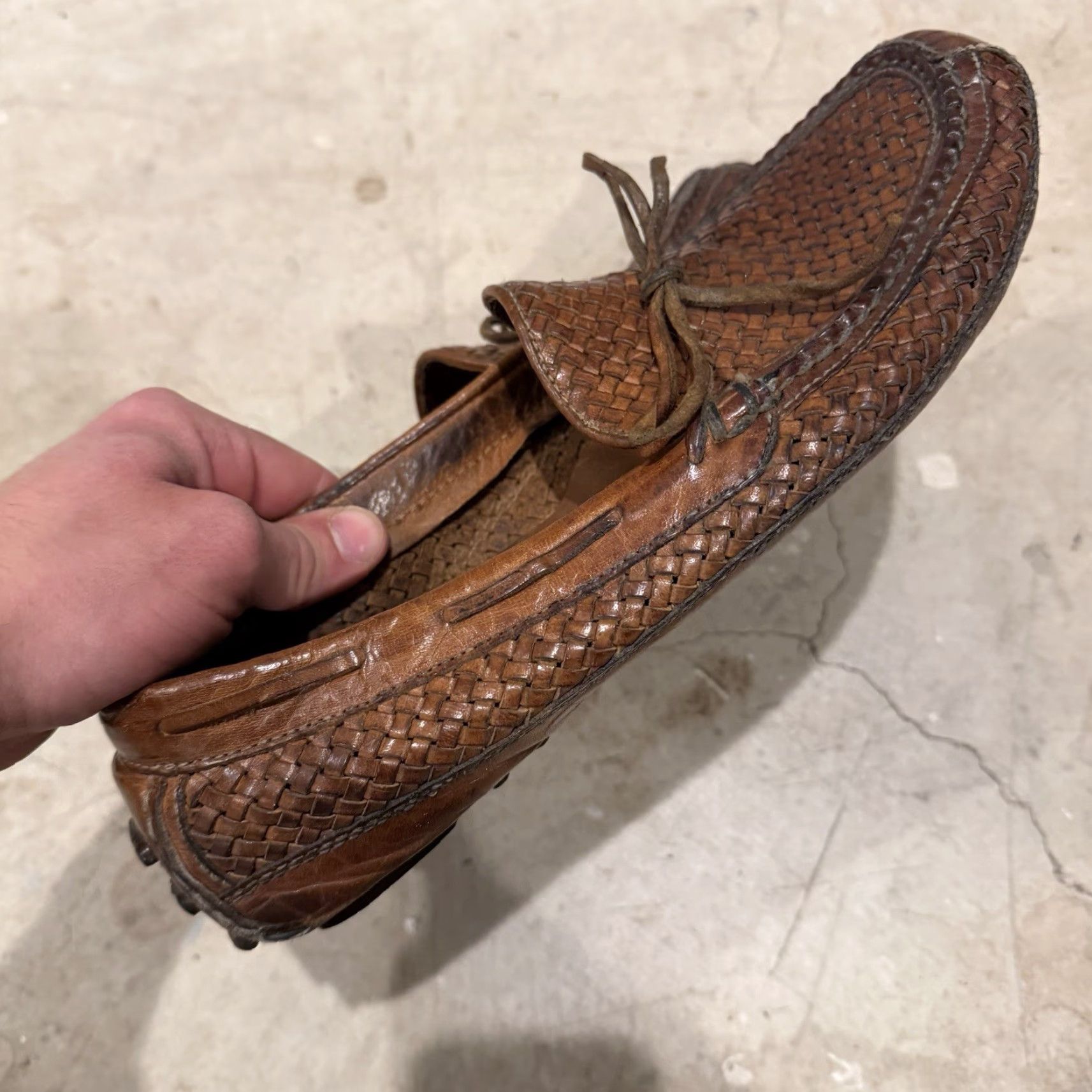 Cole Haan Cole Haan Nutmeg Brown Woven Leather Loafers Size US 10.5 D VTG Unisex Adults Shoes Brown Loafers Nutmeg 10240 Size US 10 / IT 40 - 3 Thumbnail