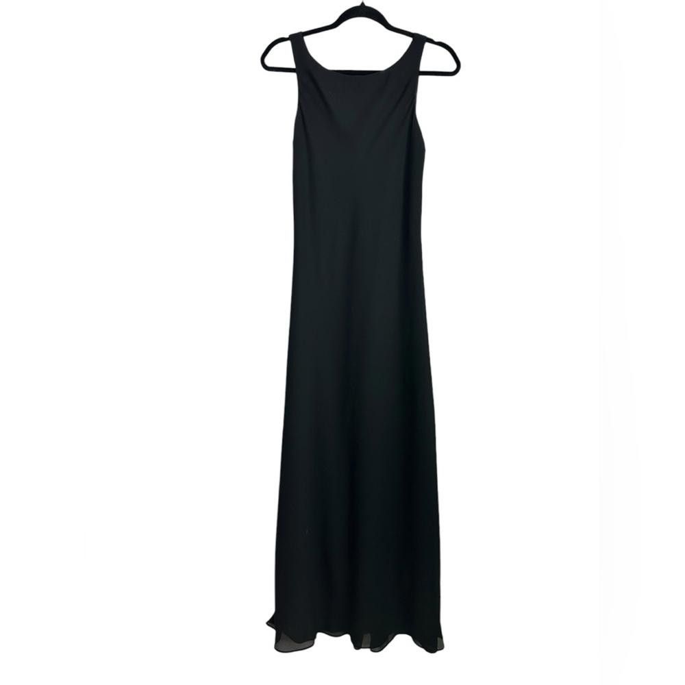 Designer Onyx Nite l Vintage 1990 High Black Maxi Dress Gown Size 6 Size M / US 6-8 / IT 42-44 - 1 Thumbnail