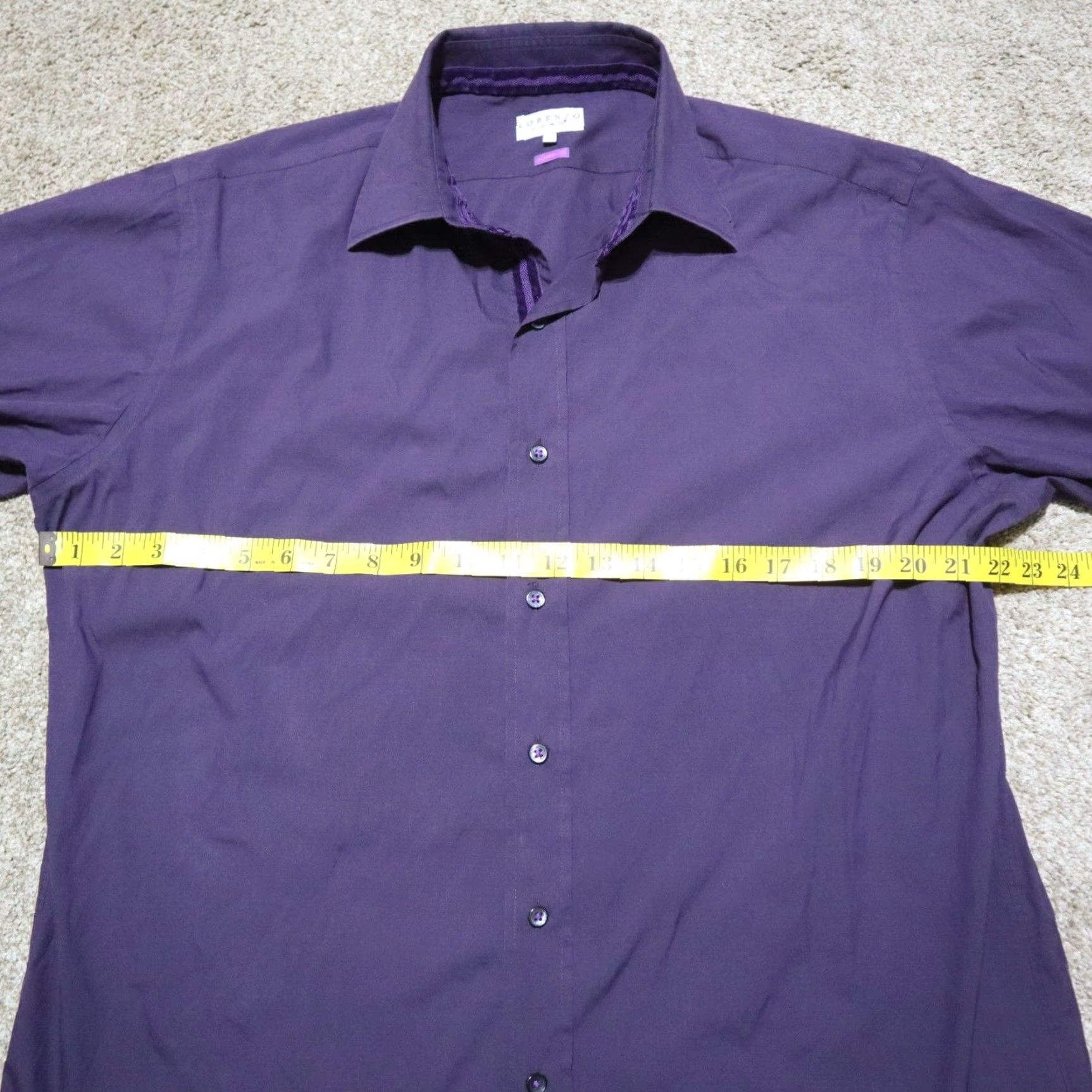 Lorenzo Uomo Lorenzo Uomo Shirt Button-Down L Purple Mens Long Sleeve Cotton Solid Sleeve Button Front Oxford Shirt Size US L / EU 52-54 / 3 - 4 Thumbnail