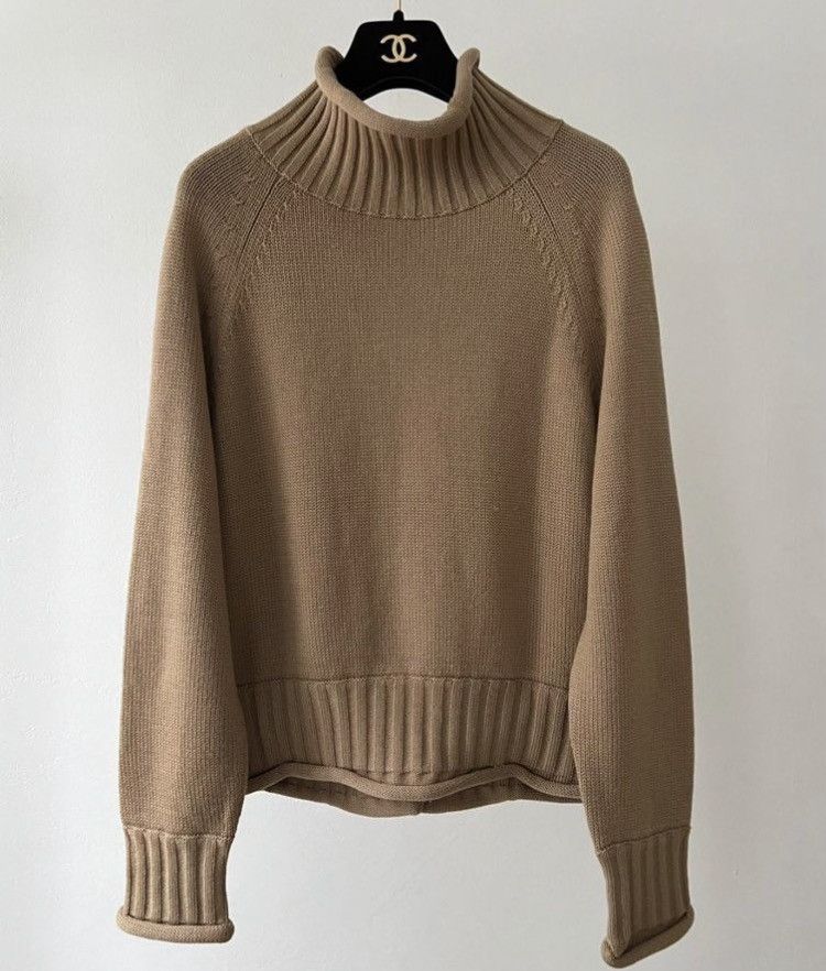 image of Christian Dior Wool Cozy Nylon Button Turtleneck Sweater in Brown, Men's (Size XS)