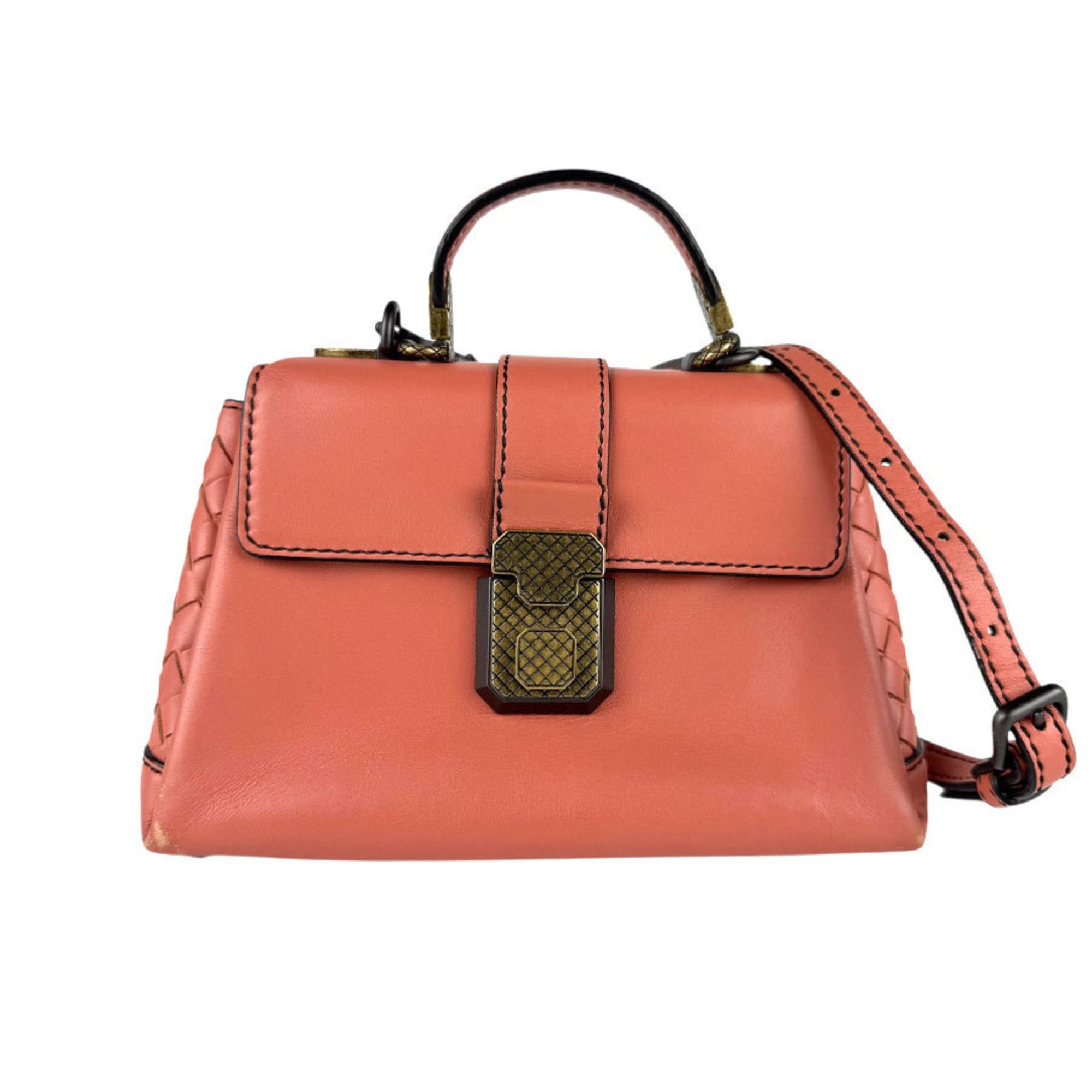Bottega Veneta Intrecciato Leather Shoulder Bag in Coral Pink for 