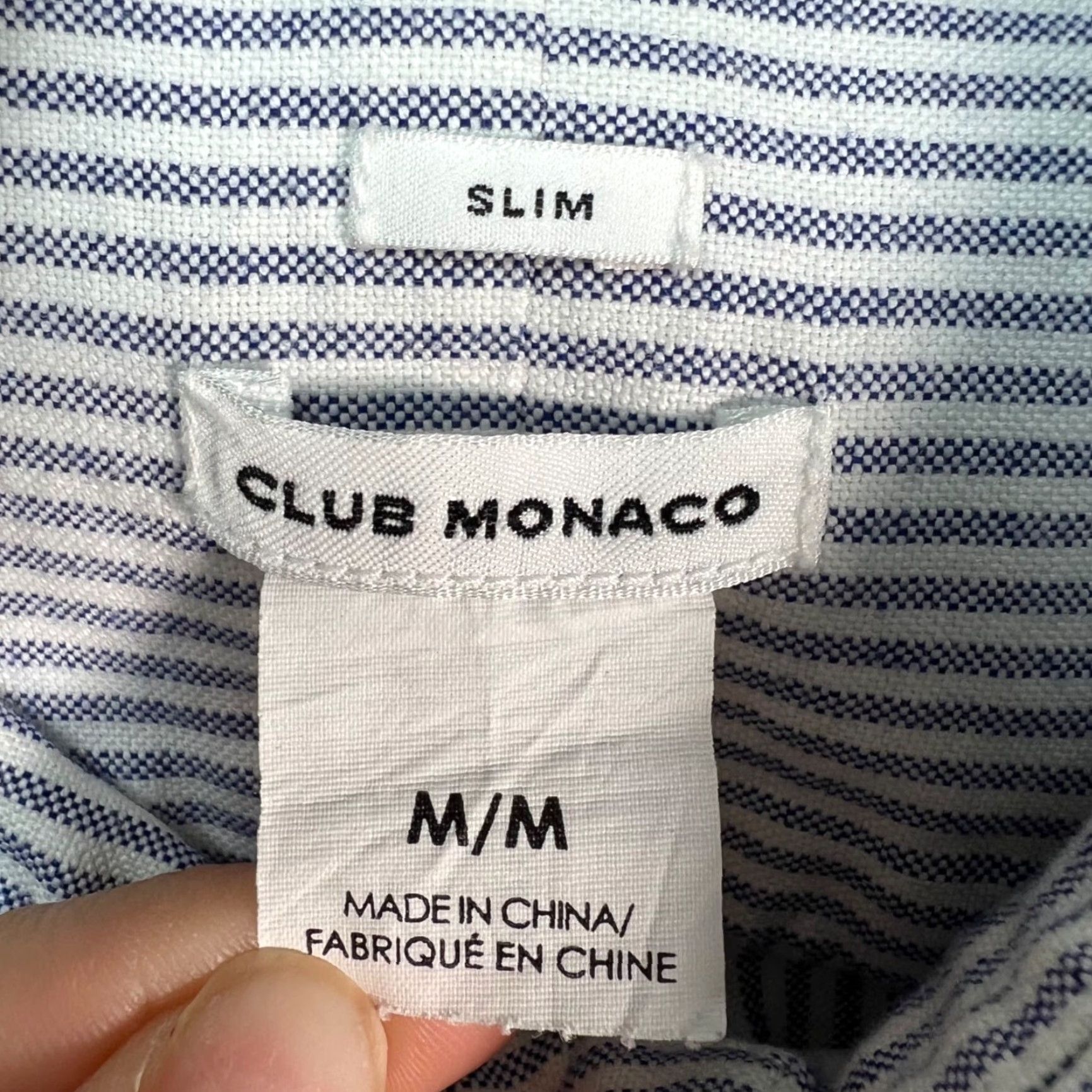 Club Monaco Club Monaco Shirt Mens Size Medium Slim Fit Striped Button-Down Blue White Size US M / EU 48-50 / 2 - 3 Thumbnail