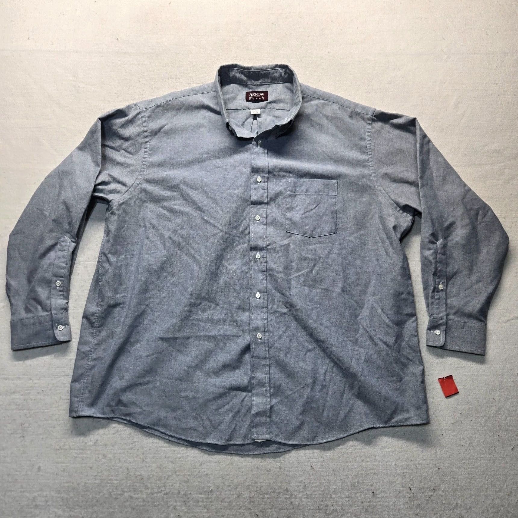 Arrow VINTAGE Arrow Shirt Big & Tall Adult 18.5 Blue Solid Button-Up Wrinkle Resistant Easy Care 35 Regular Mens 18.5 Blue Shirt Size US XXL / EU 58 / 5 - 3 Thumbnail