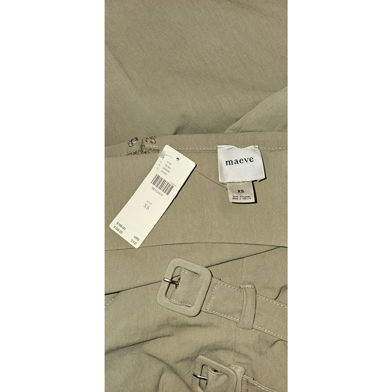 Anthropologie NWT Maeve Strapless Belted Midi Dress $168 X-SMALL Khaki Size XS / US 0-2 / IT 36-38 - 5 Thumbnail