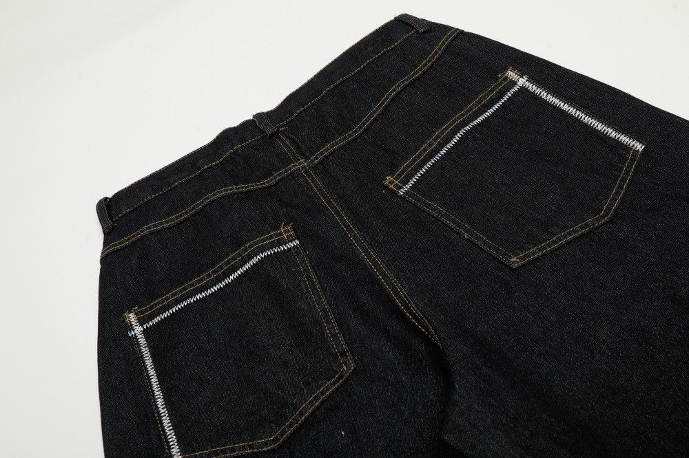 Jean Men's trendy loose casual floral embroidered straight jeans Size US 32 / EU 48 - 5 Thumbnail