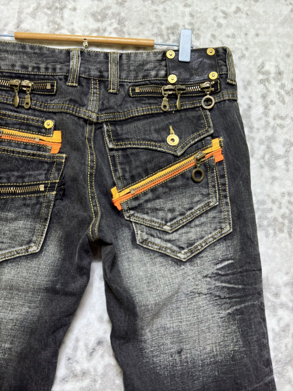 semanticdesign Vintage Semantic Design Flare Washed Denim Zipper Jeans Size US 32 / EU 48 - 10 Thumbnail