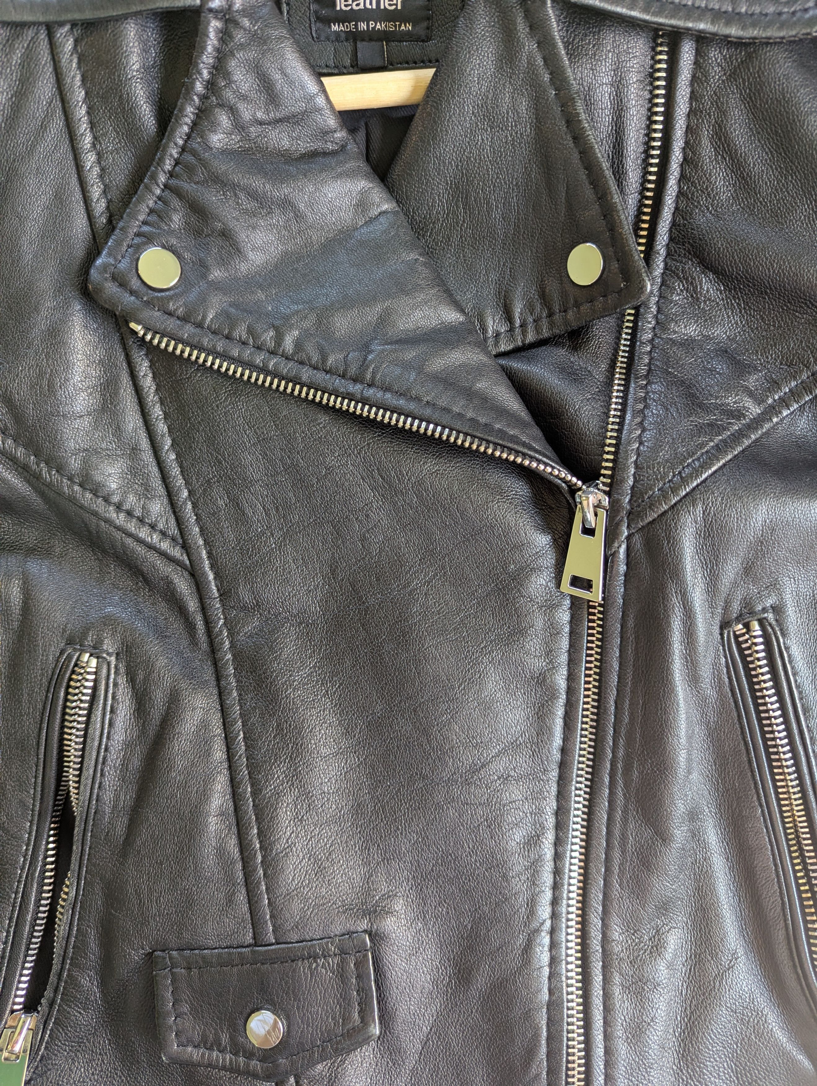 Zara Genuine Black Leather Moto/Biker Jacket