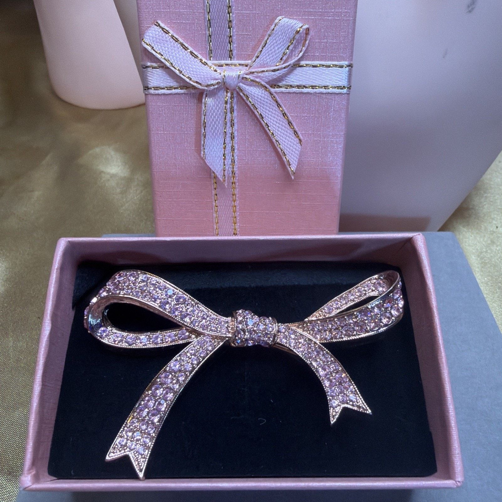 Kenneth Jay Lane Kenneth Jay Lane Vintage Ribbon Bow Brooch Pink Pave Gold Size ONE SIZE - 3 Thumbnail