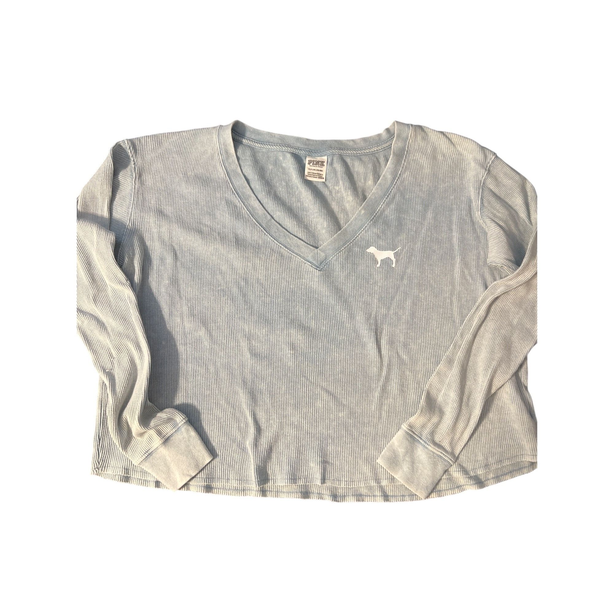 Victoria's Secret PINK Victoria's Secret Waffle Knit Shirt Long Sleeve V-Neck Size S / US 4 / IT 40 - 1 Thumbnail