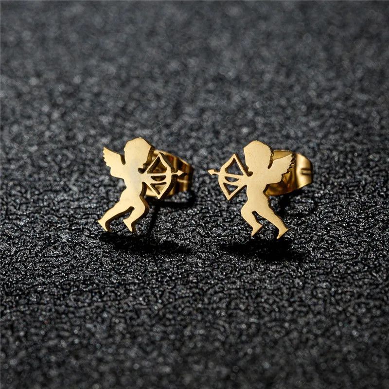 Jewelry Romantic Cupid Angel Stud Earrings Charm Earring Gift Size ONE SIZE - 1 Thumbnail