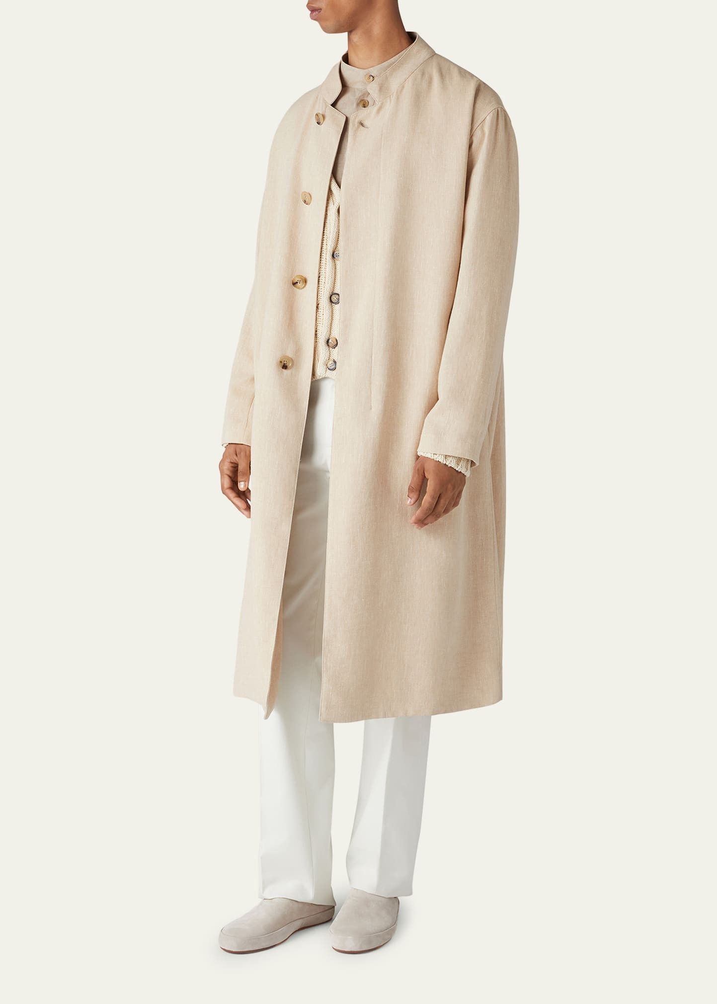 Loro Piana o1w1db10225 FAO0660 Edvin Trench Coat in Beige Size US L / EU 52-54 / 3 - 4 Thumbnail