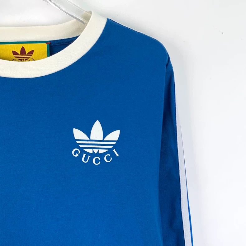 Gucci Gucci Co-branded blue side striped logo printed cotton rou Size L / US 10 / IT 46 - 3 Thumbnail