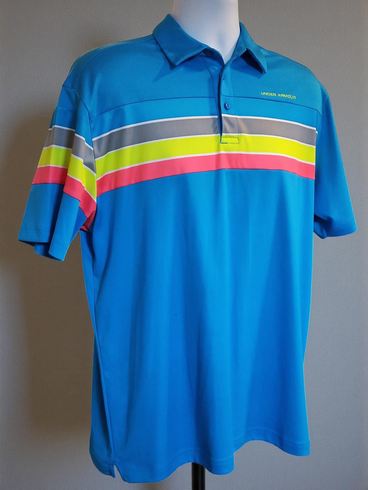 Under Armour Under Armour Men's Golf Polo Shirt Blue Multi-Stripe Size XL Size US XL / EU 56 / 4 - 3 Thumbnail