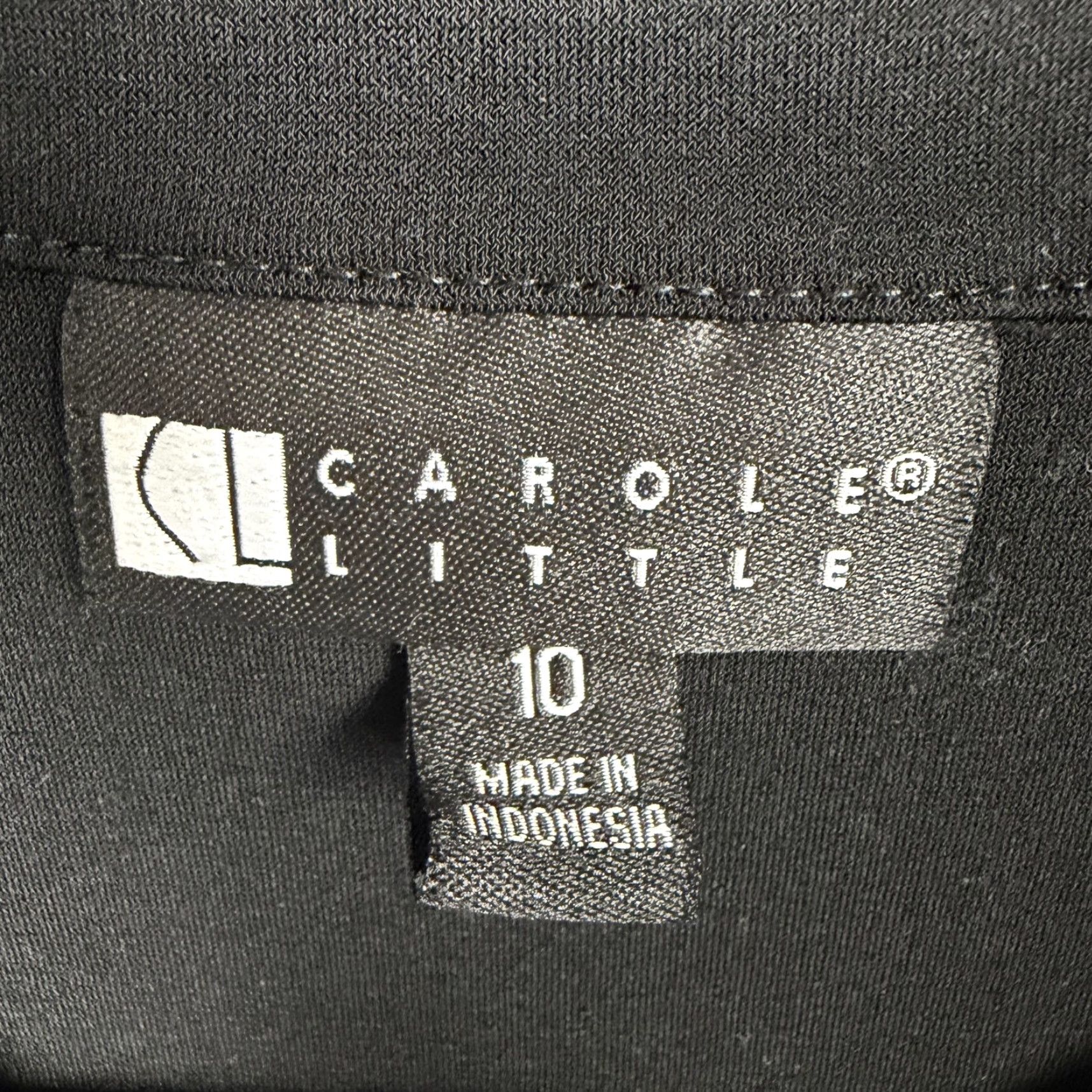 Vintage Vintage Carole Little Shirt Dress 10 Women Sleeveless Belted Collared Knee Length Black Jersey Knit Lined Workwear Office Casual Size L / US 10 / IT 46 - 4 Thumbnail