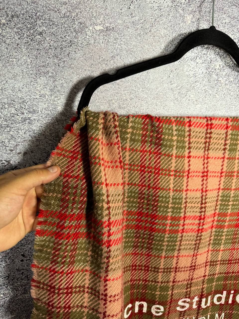 Vintage Acne Studios Red Check Big Poncho Scarf Big White Logo Size ONE SIZE - 6 Thumbnail