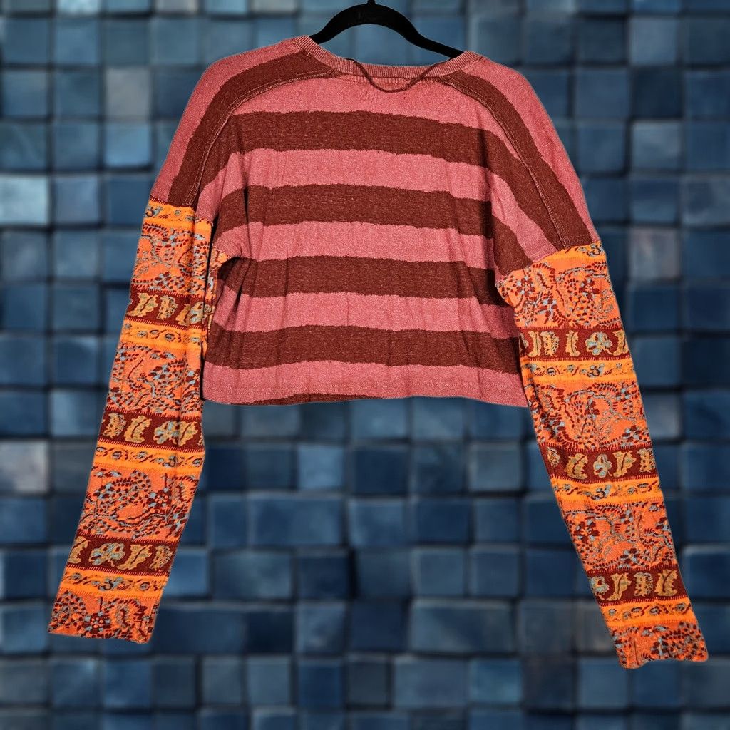 Free People Free People Jamie Moody Combo Cropped Long Sleeve Top XS Multicolor Cotton Blend T-Shirt Shirt Womens Menstrual? Size XS / US 0-2 / IT 36-38 - 1 Thumbnail