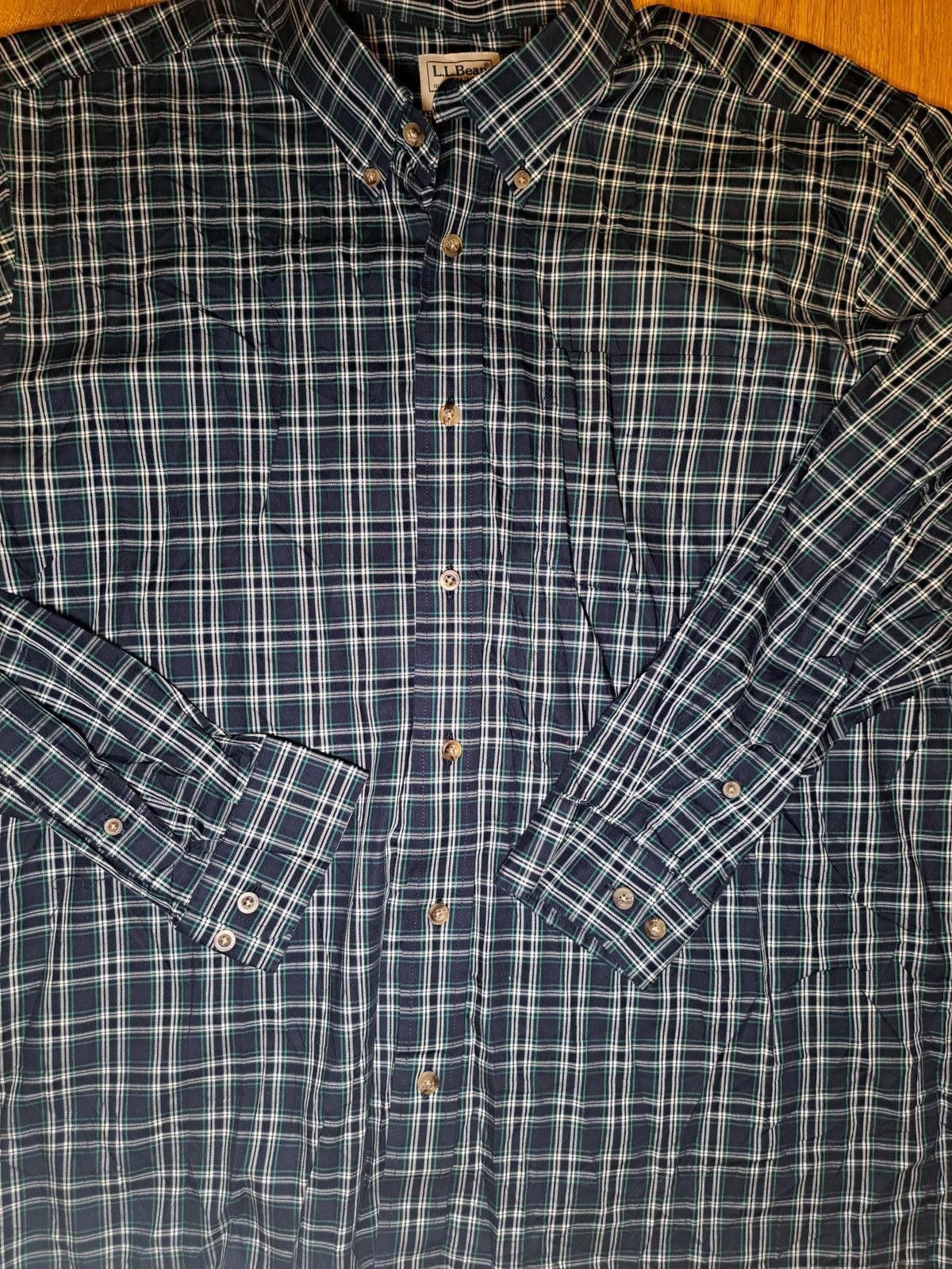 L.L. Bean LL Bean Button Up Dress Shirt Mens XL Blue Plaid 100% Cotton Size US XL / EU 56 / 4 - 5 Thumbnail