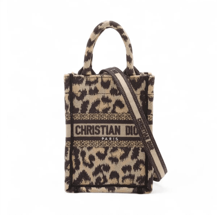 Dior Leopard Vertical Book Tote Canvas Two-Way Handbag Size ONE SIZE - 1 Thumbnail