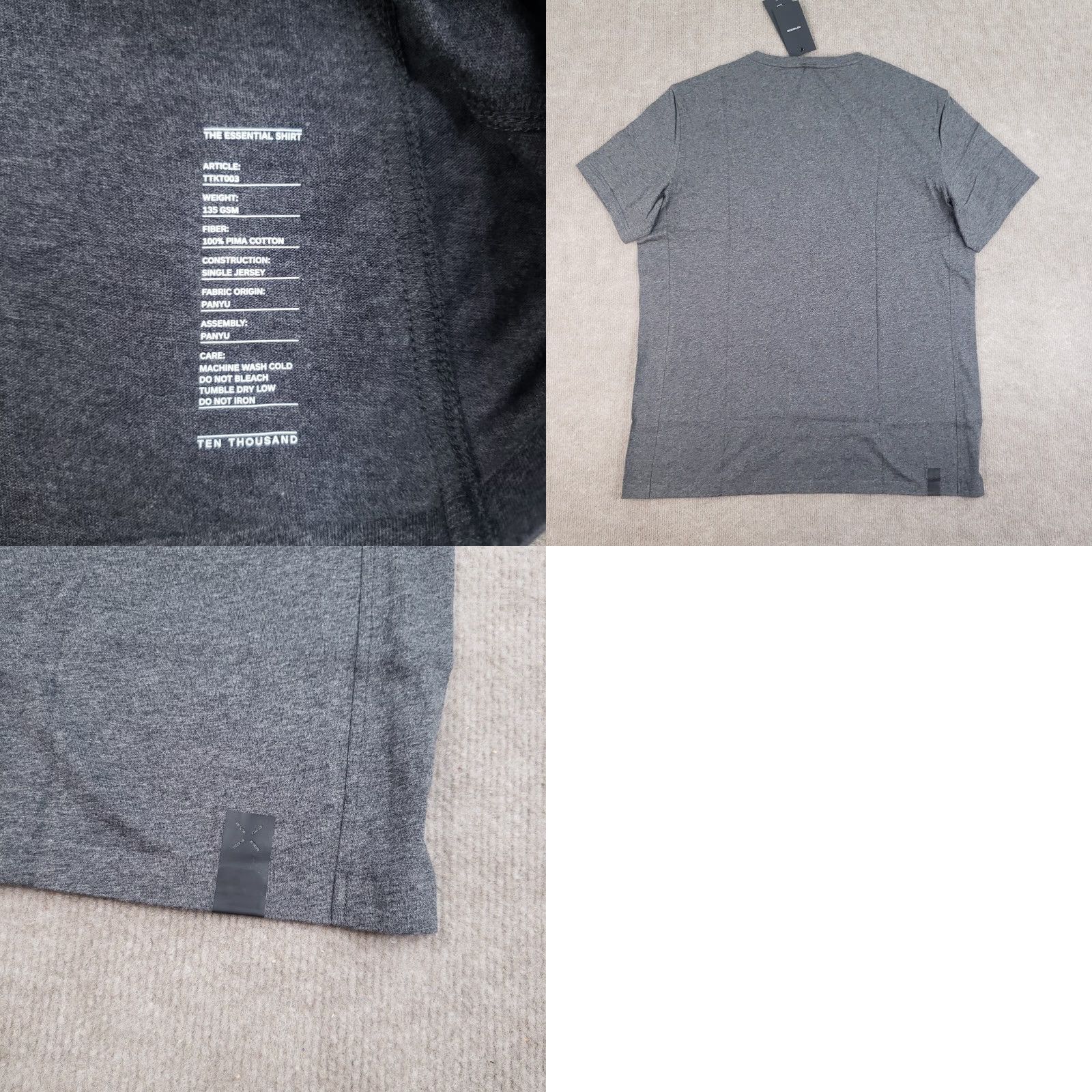 Ten Thousand Ten Thousand Essential Shirt Mens 2XL Gray Cotton Athletic Crew Neck Pullover T-Shirt 2XL Mens Gym & Training Size US XXL / EU 58 / 5 - 8 Thumbnail