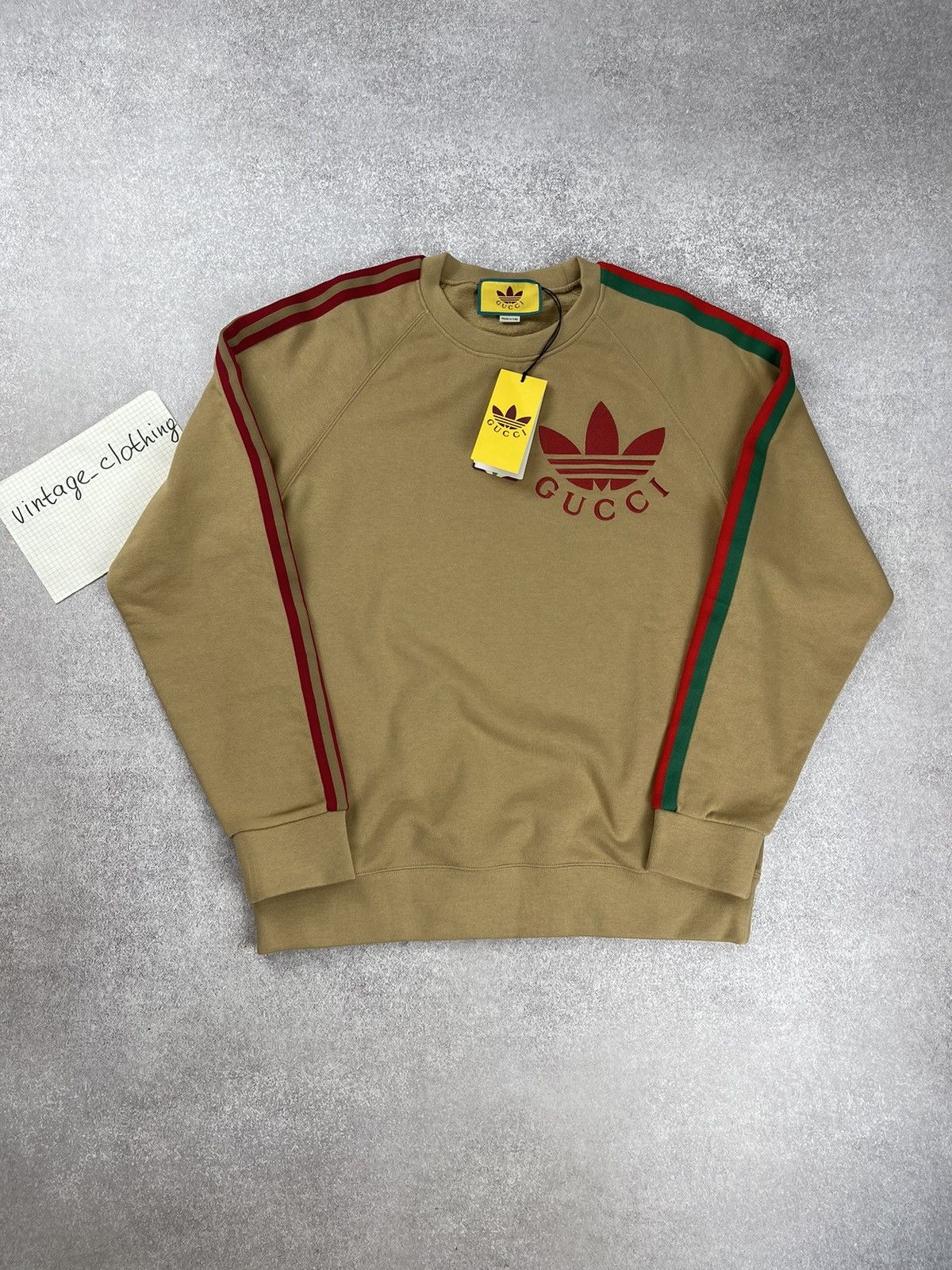 Adidas × Gucci Gucci x Adidas Cotton Sersey Sweatshirt Beige Size M Size US M / EU 48-50 / 2 - 1 Thumbnail
