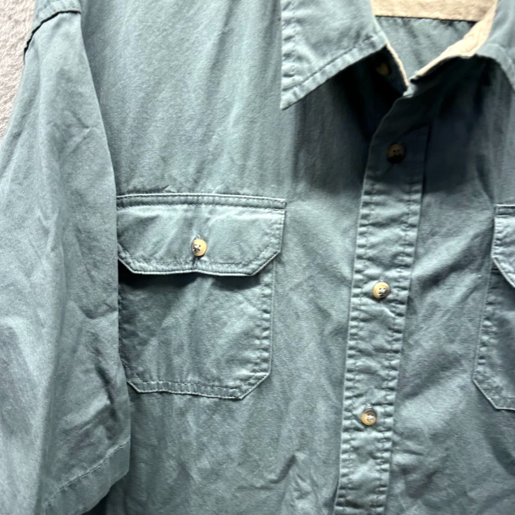 Wrangler Wrangler Shirt 3XL Blue Cotton Canvas Button-Up Workwear Mens Shirt Size US XXL / EU 58 / 5 - 3 Thumbnail
