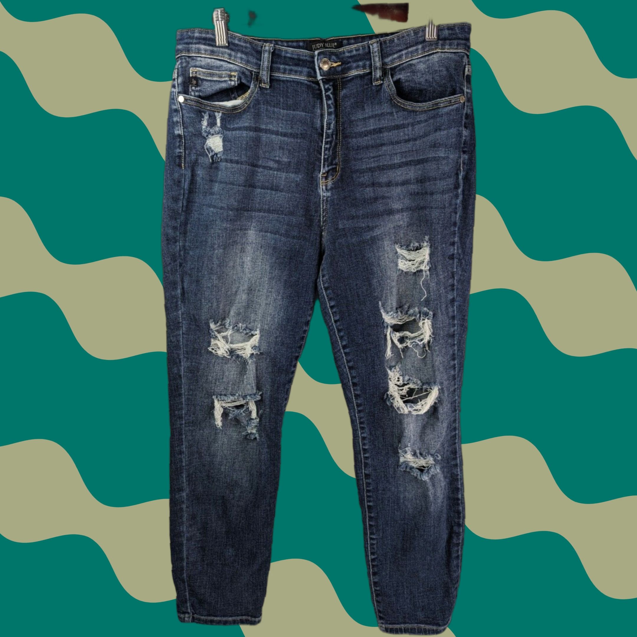 Denime Judy Blue Jeans Boyfriend Distressed Denim Women's Size 13/31 Blue JB82156MD Size 34" / US 12 / IT 48 - 1 Thumbnail