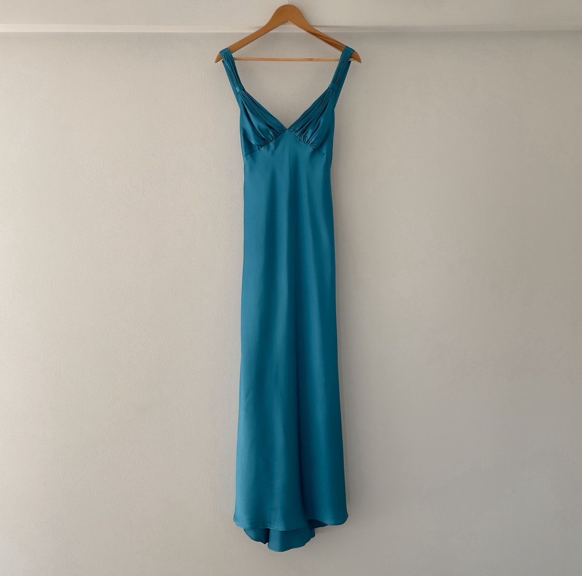Vintage Vintage Jonquil Teal Satin Slip Gown (M–L) Size L / US 10 / IT 46 - 9 Thumbnail