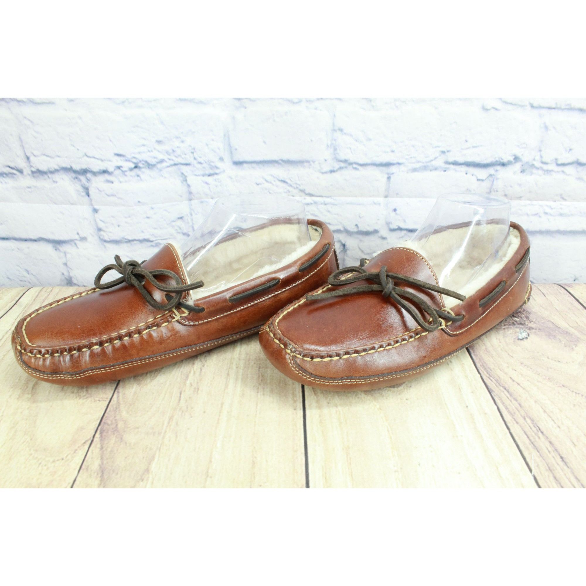 L.L. Bean × Leather LL Bean Men's Leather Double Sole Shearling Lined ...