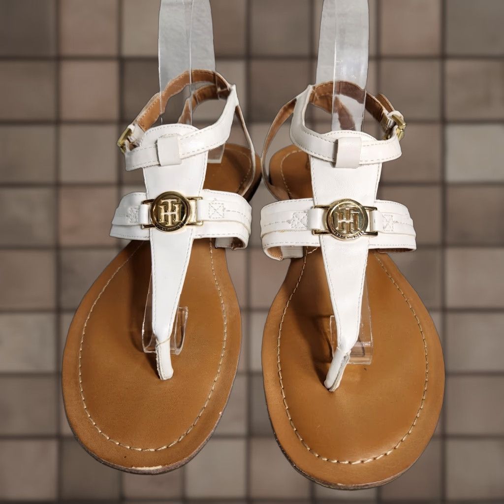Tommy Hilfiger Tommy Hilfiger White Vegan Leather Lorine Strappy Thong Sandals-Size 8 Size US 8 / IT 38 - 1 Thumbnail