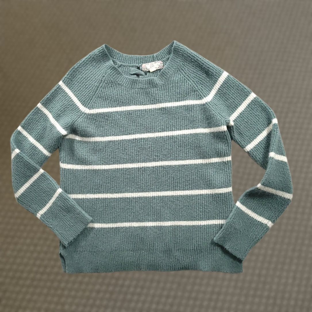 Vintage Pink Rose Sweater Striped Sz. Medium Laced Back Size M / US 6-8 / IT 42-44 - 1 Thumbnail